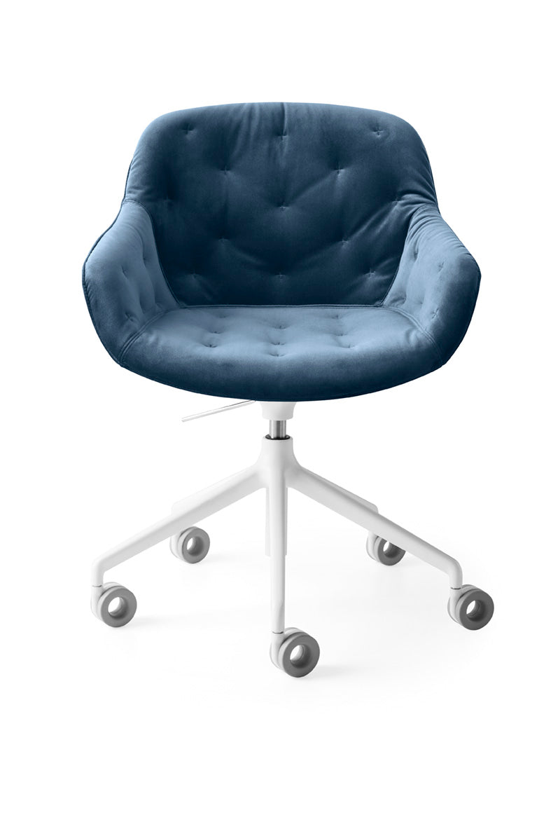 Krzesło biurowe IGLOO pikowane tapicerowane z białą podstawą