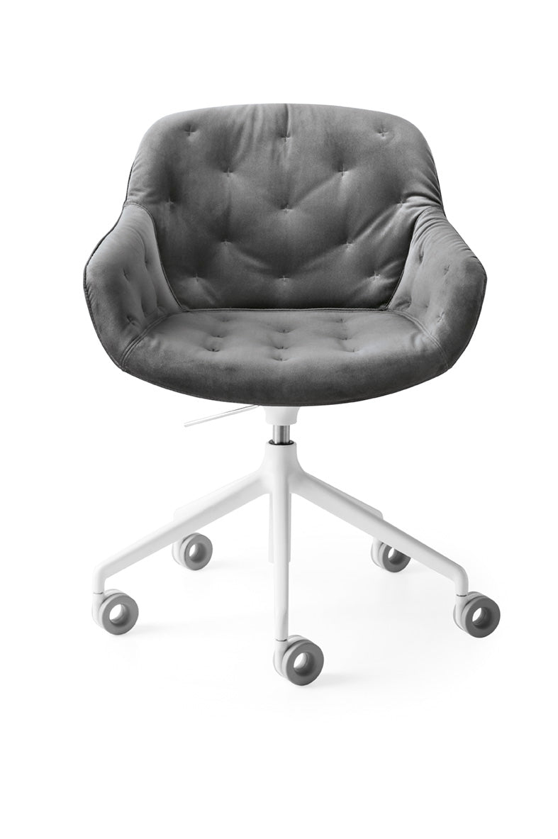 Krzesło biurowe IGLOO pikowane tapicerowane z białą podstawą