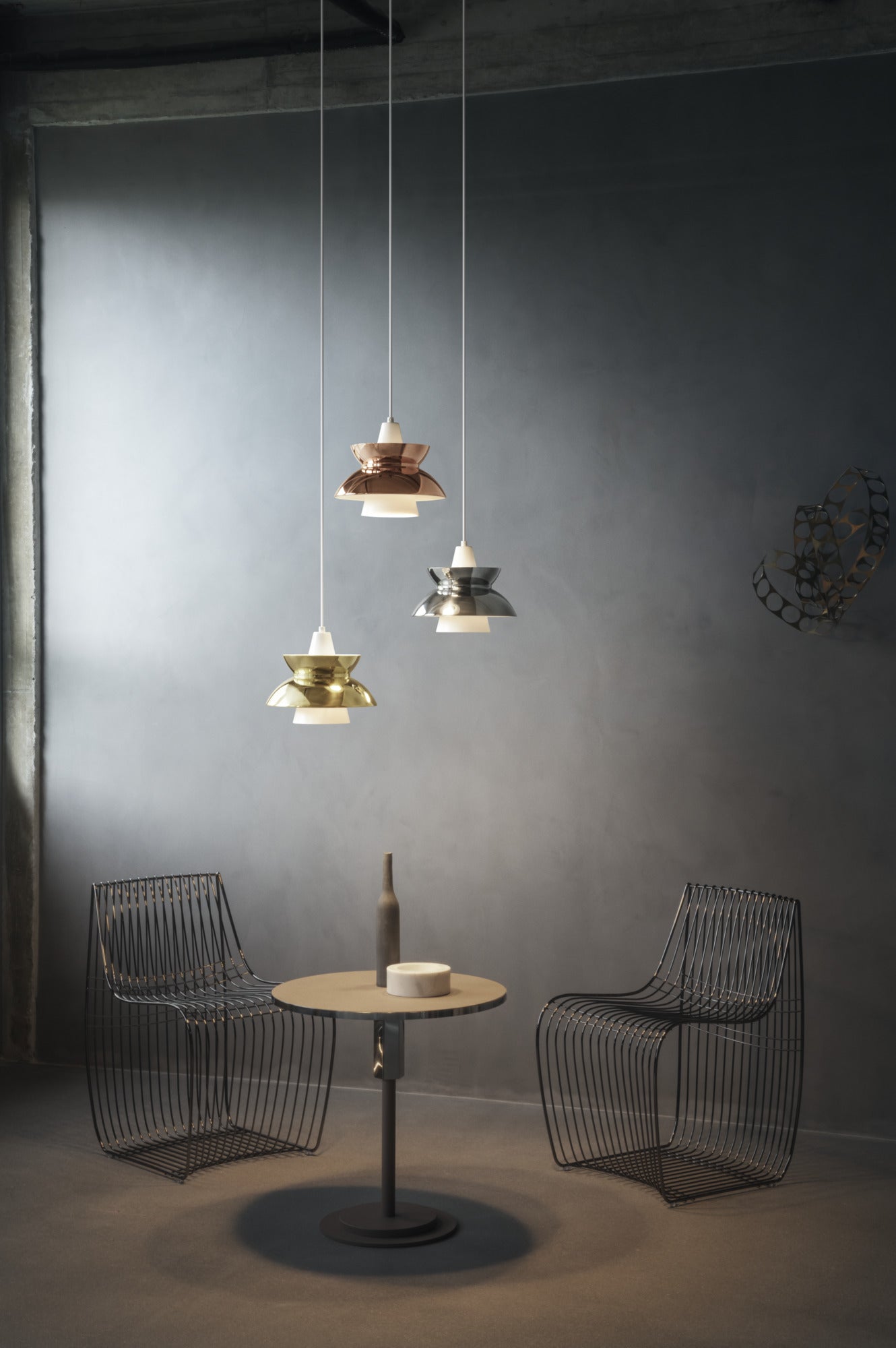 DOO-WOP pendant lamp white with copper finish