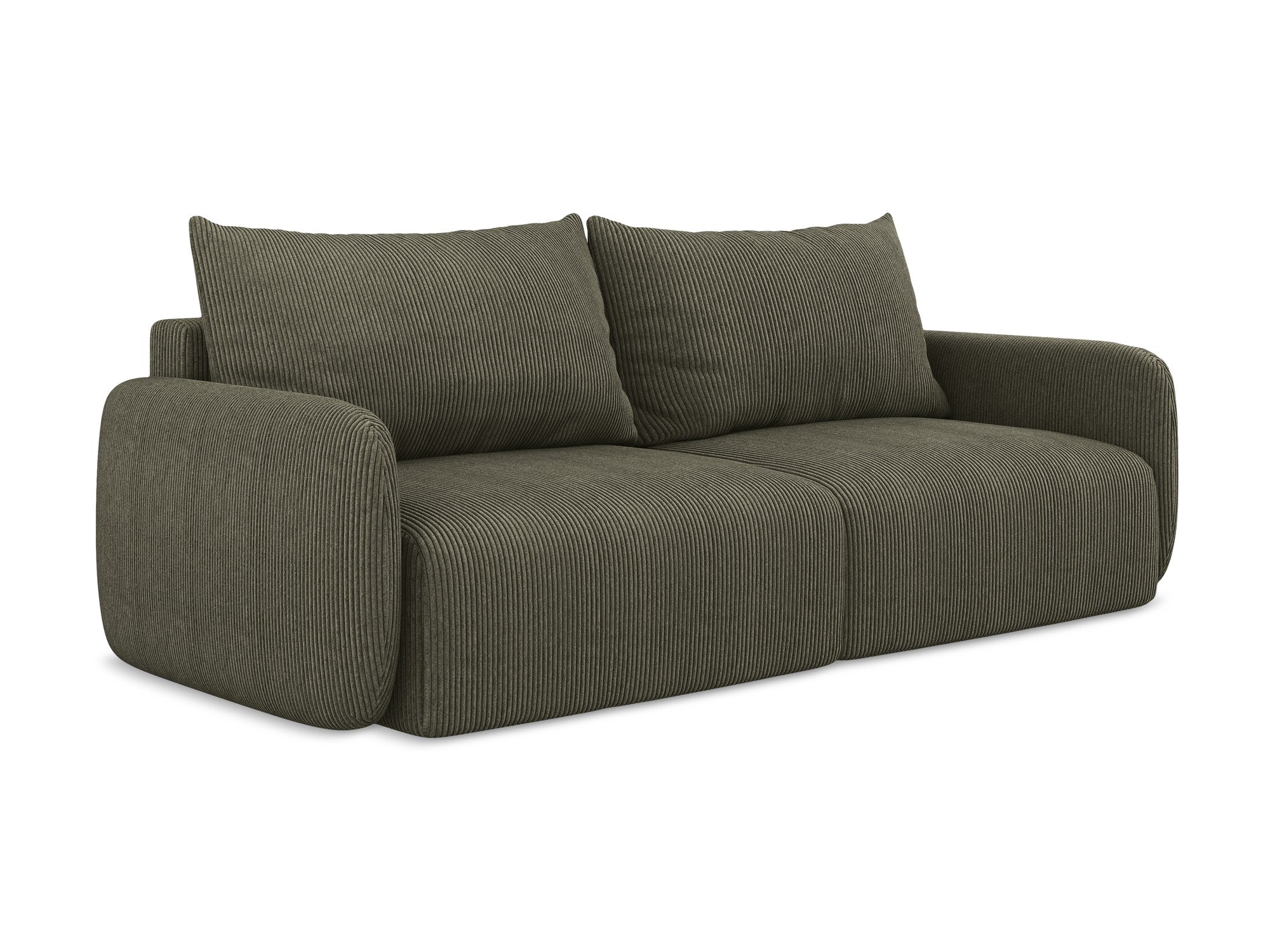 3-Seater Sofa with Sleeping Function KALENA Olive Corduroy