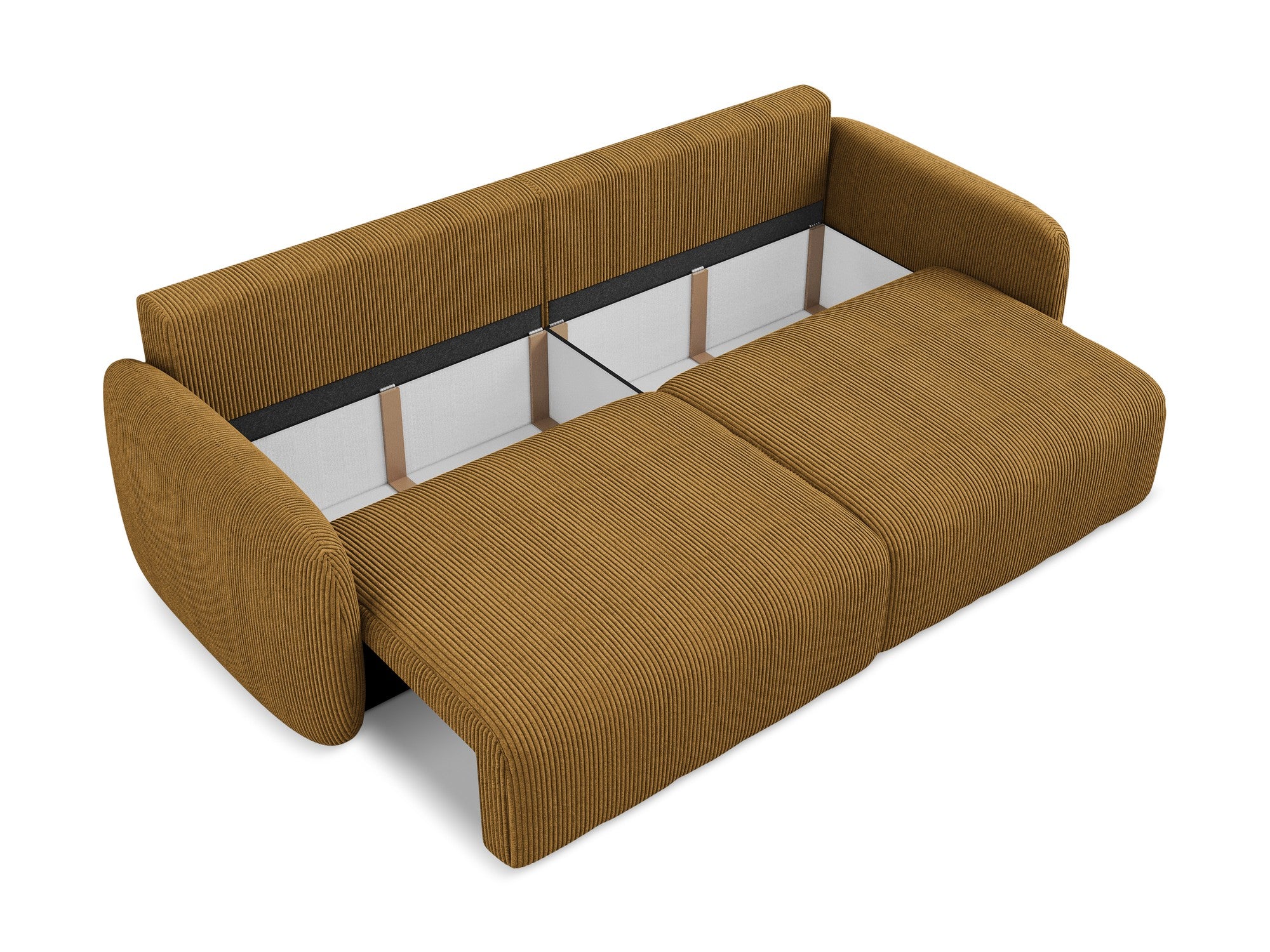 3-Seater Sofa with Sleeping Function KALENA Mustard Corduroy