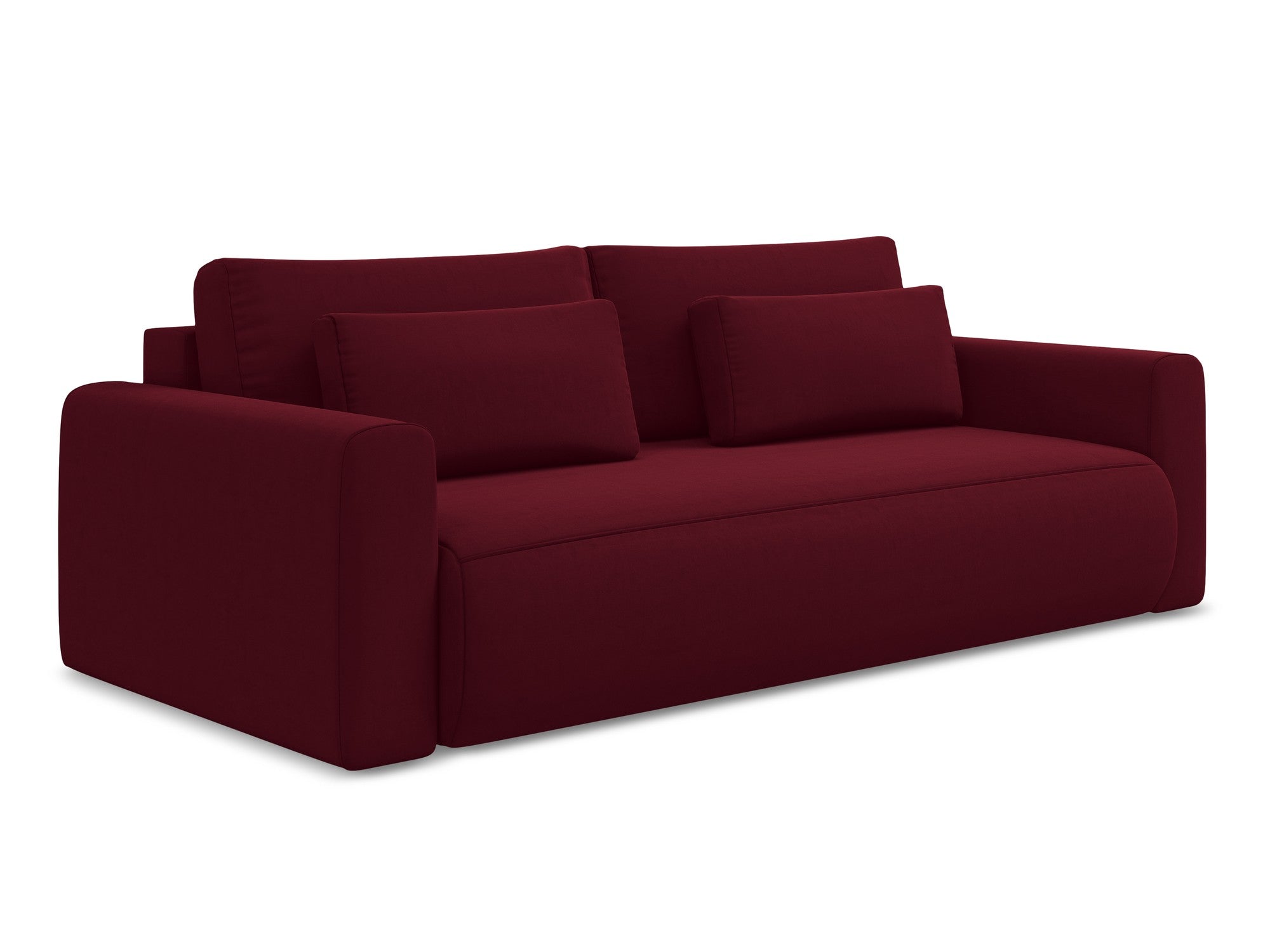 Sofa aksamitna 3-osobowa z funkcją spania KAPUA burgundowy