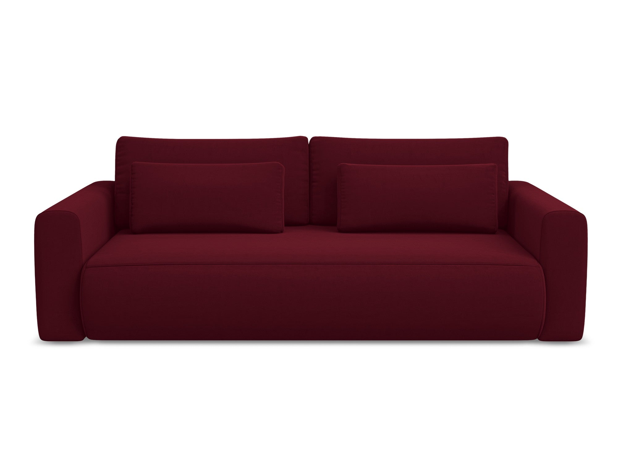 Sofa aksamitna 3-osobowa z funkcją spania KAPUA burgundowy