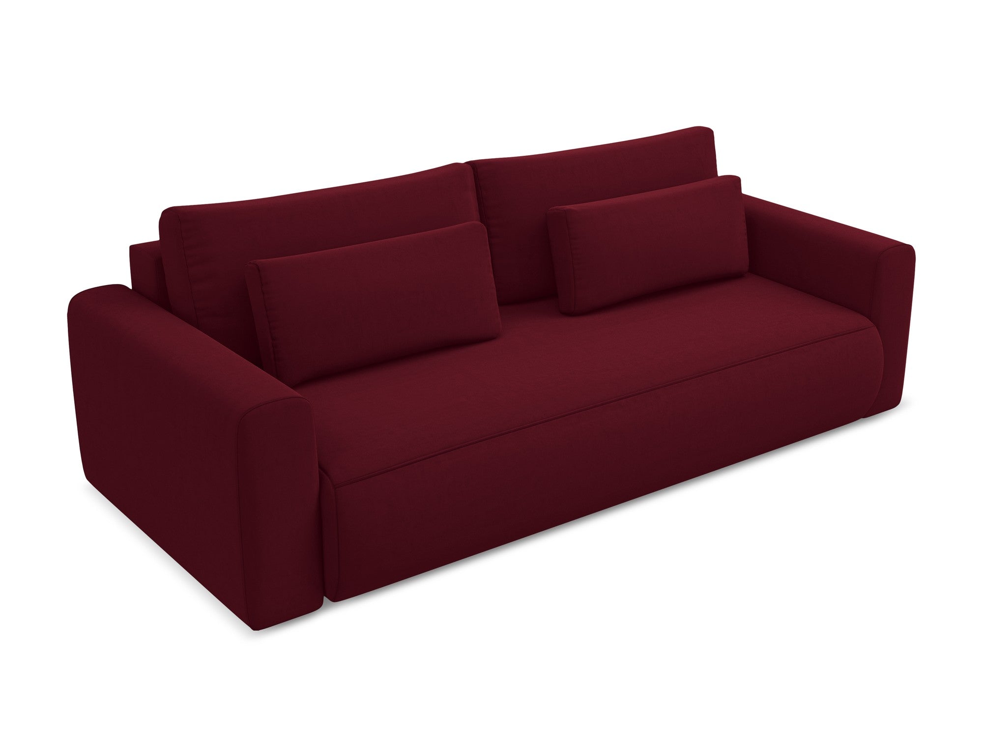 Sofa aksamitna 3-osobowa z funkcją spania KAPUA burgundowy