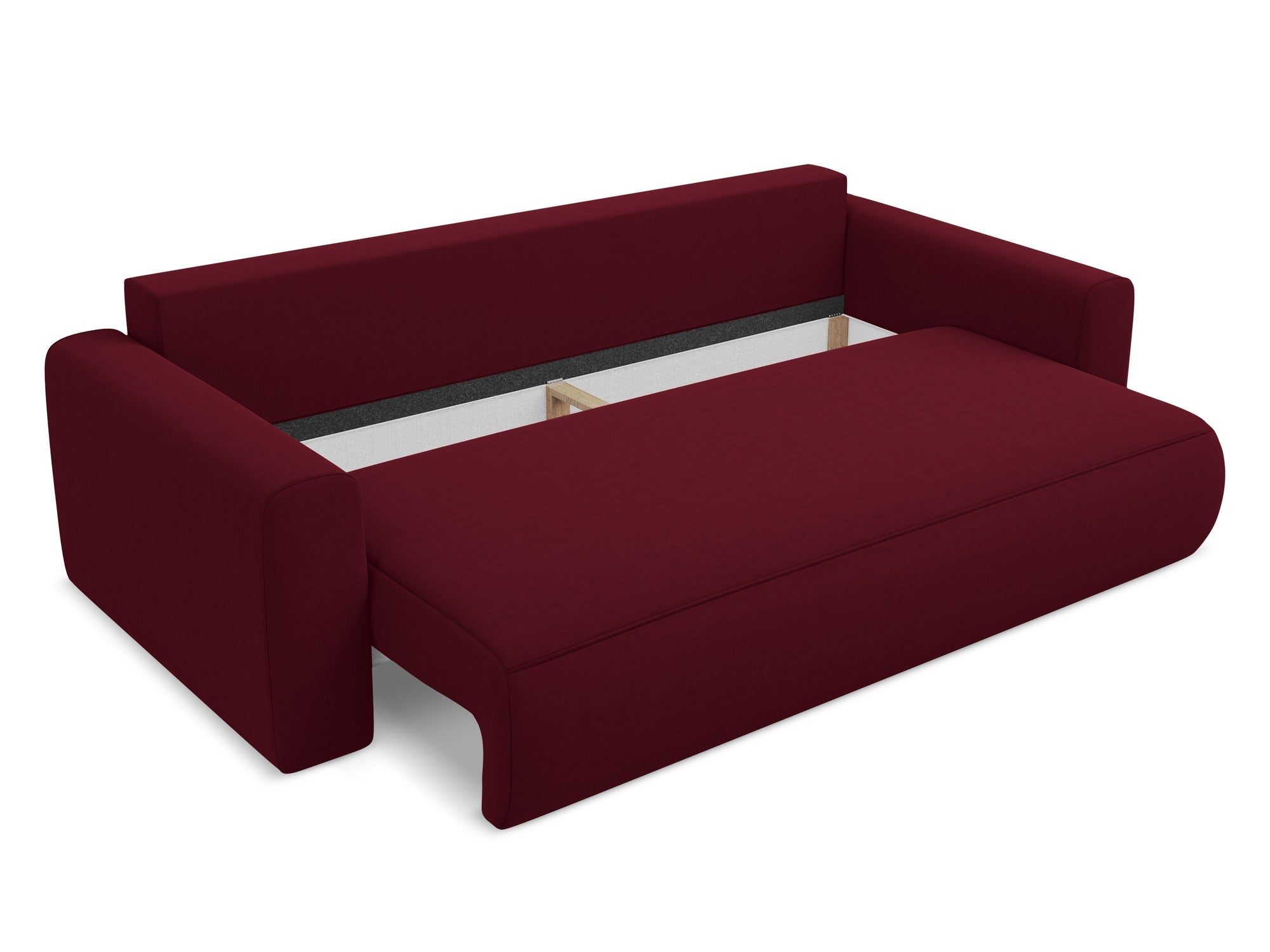 Sofa aksamitna 3-osobowa z funkcją spania KAPUA burgundowy