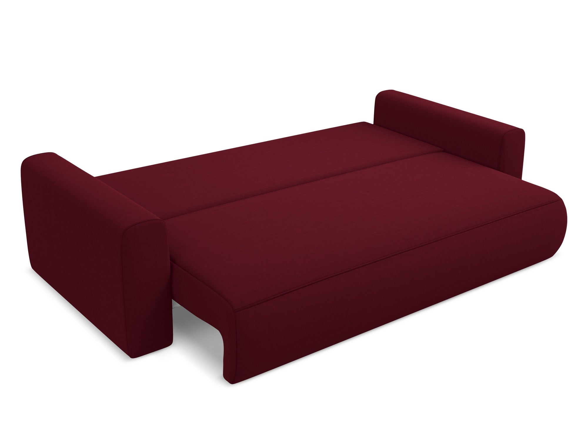 Sofa aksamitna 3-osobowa z funkcją spania KAPUA burgundowy