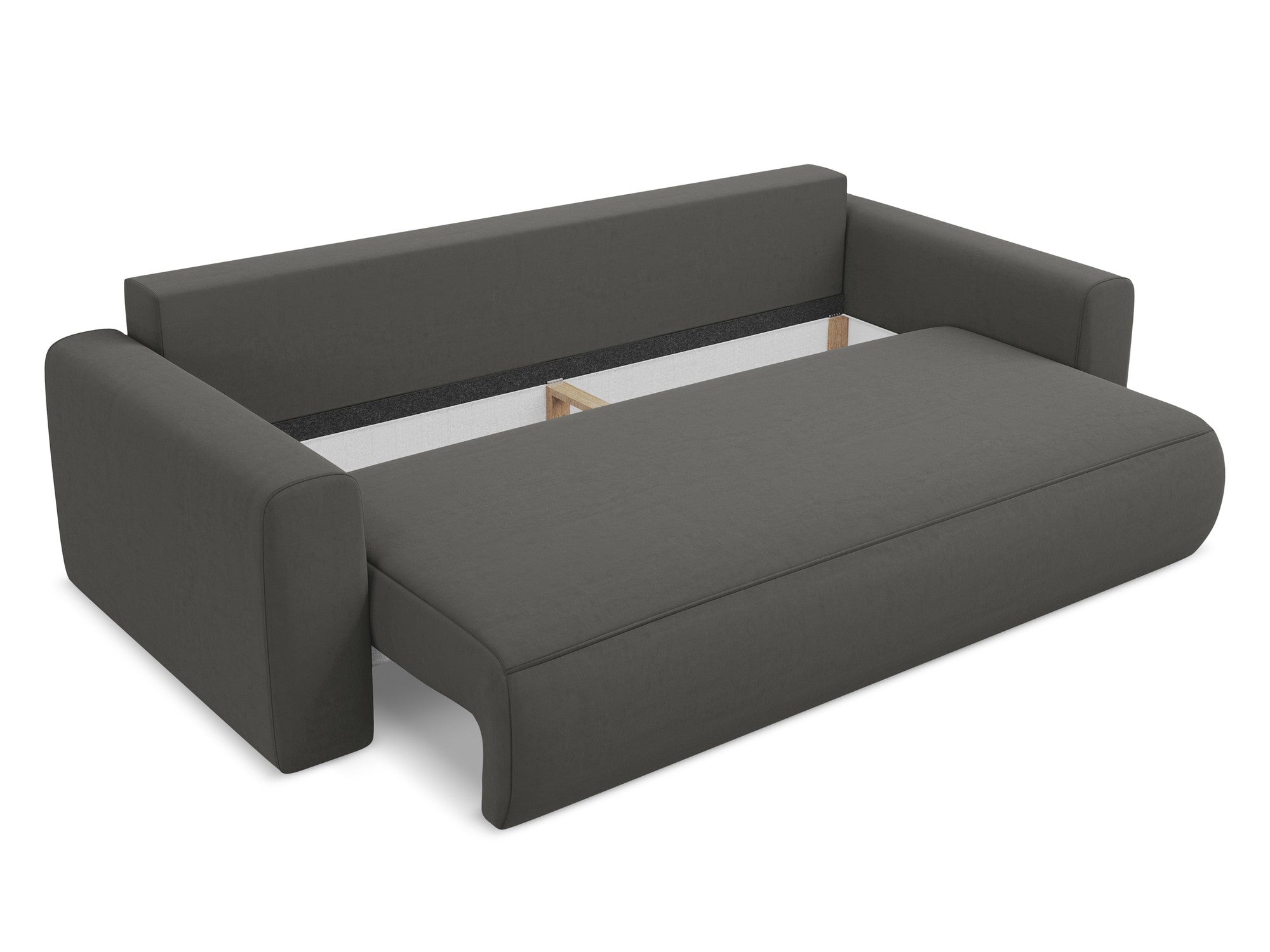 Sofa aus Samt für 3 Personen mit Schlaf-Funktion KAPUA stahlgrau