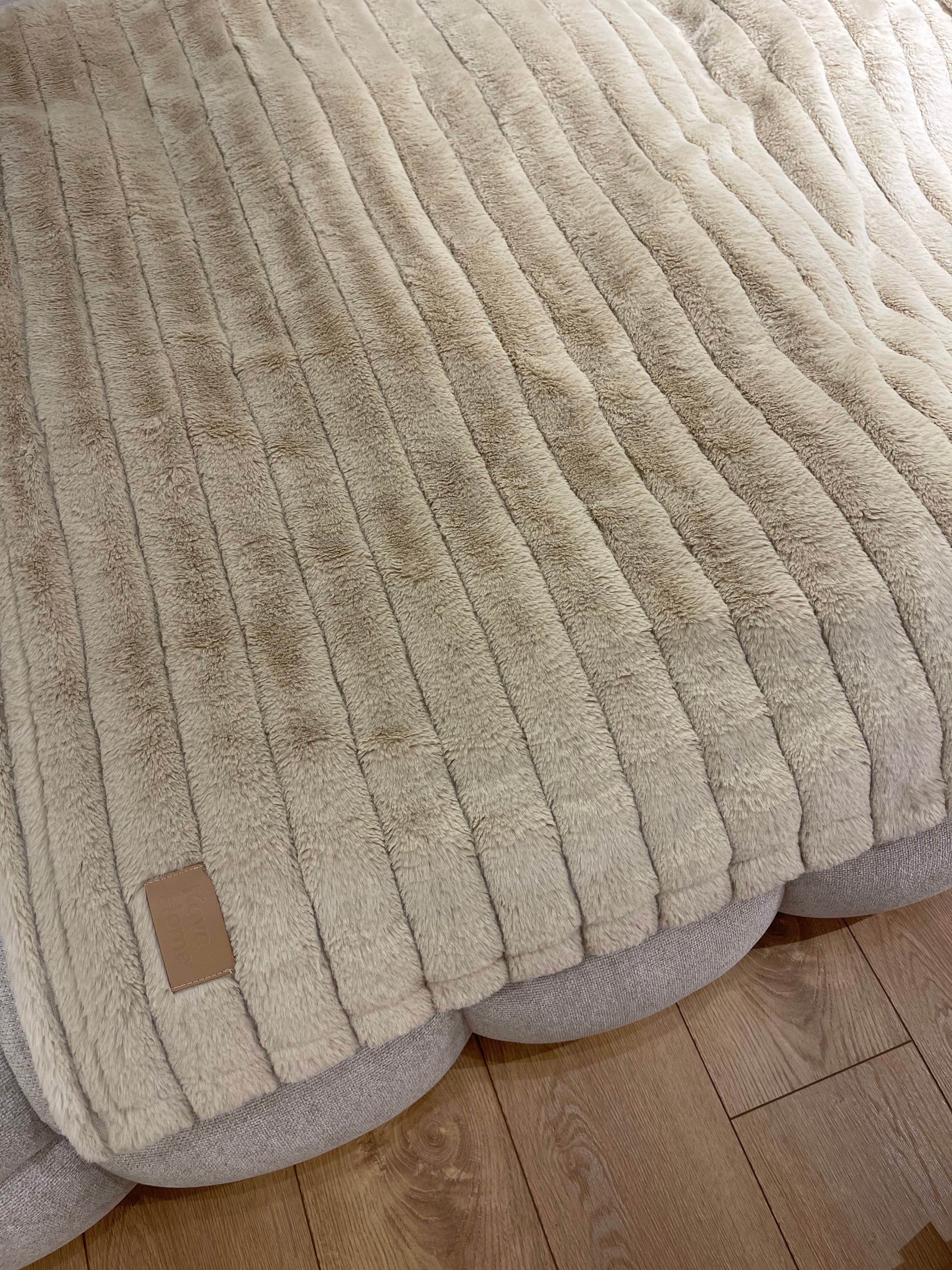 Kave Home Beige Fur Stool - Display Model