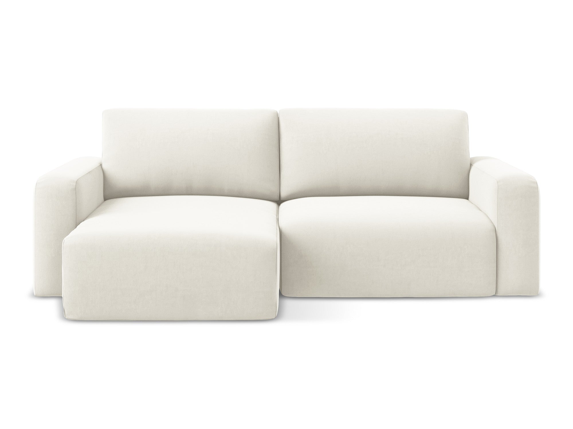 Samt-Ecksofa links mit Schlaffunktion KONA hellbeige