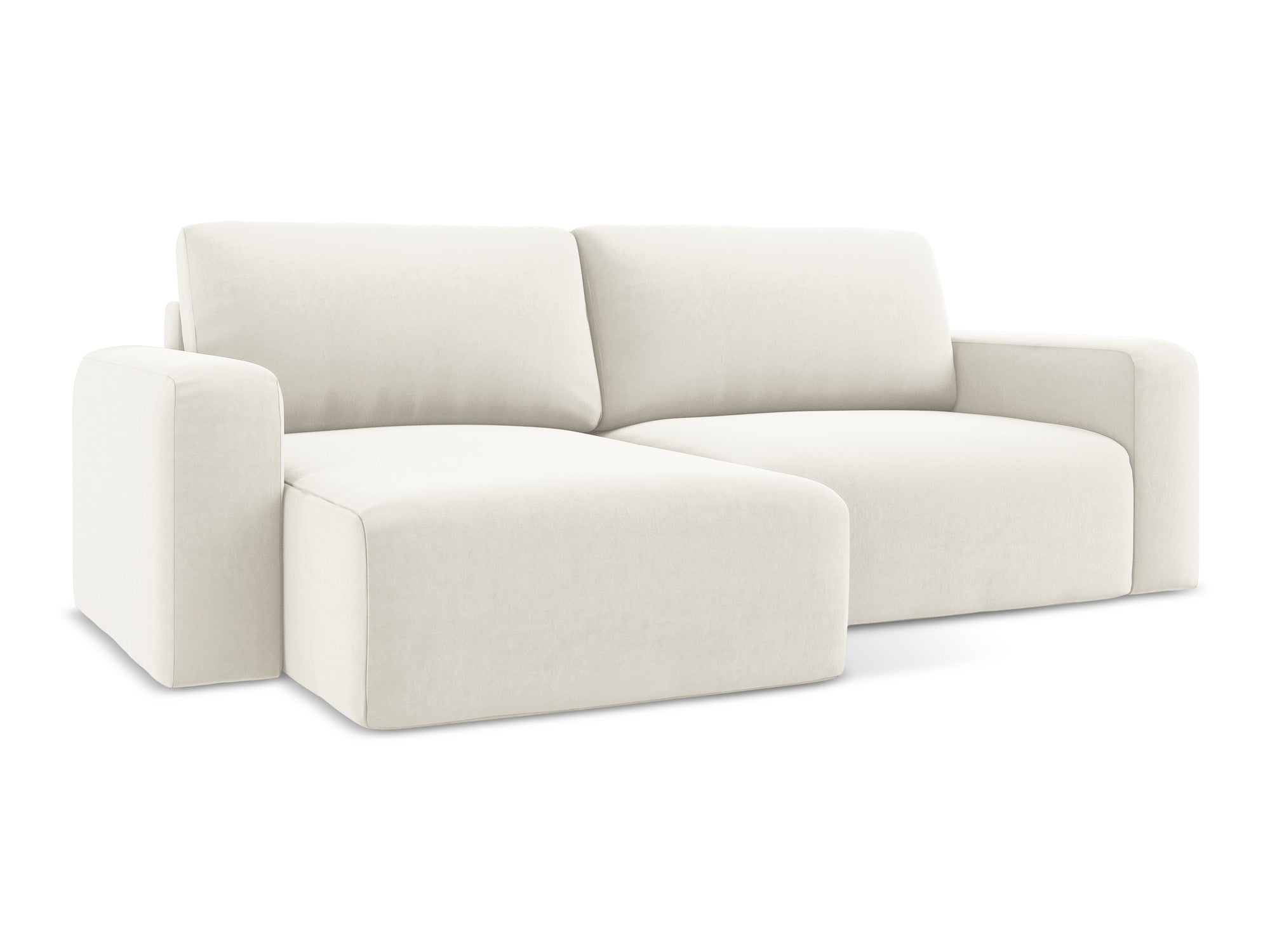 Samt-Ecksofa links mit Schlaffunktion KONA hellbeige