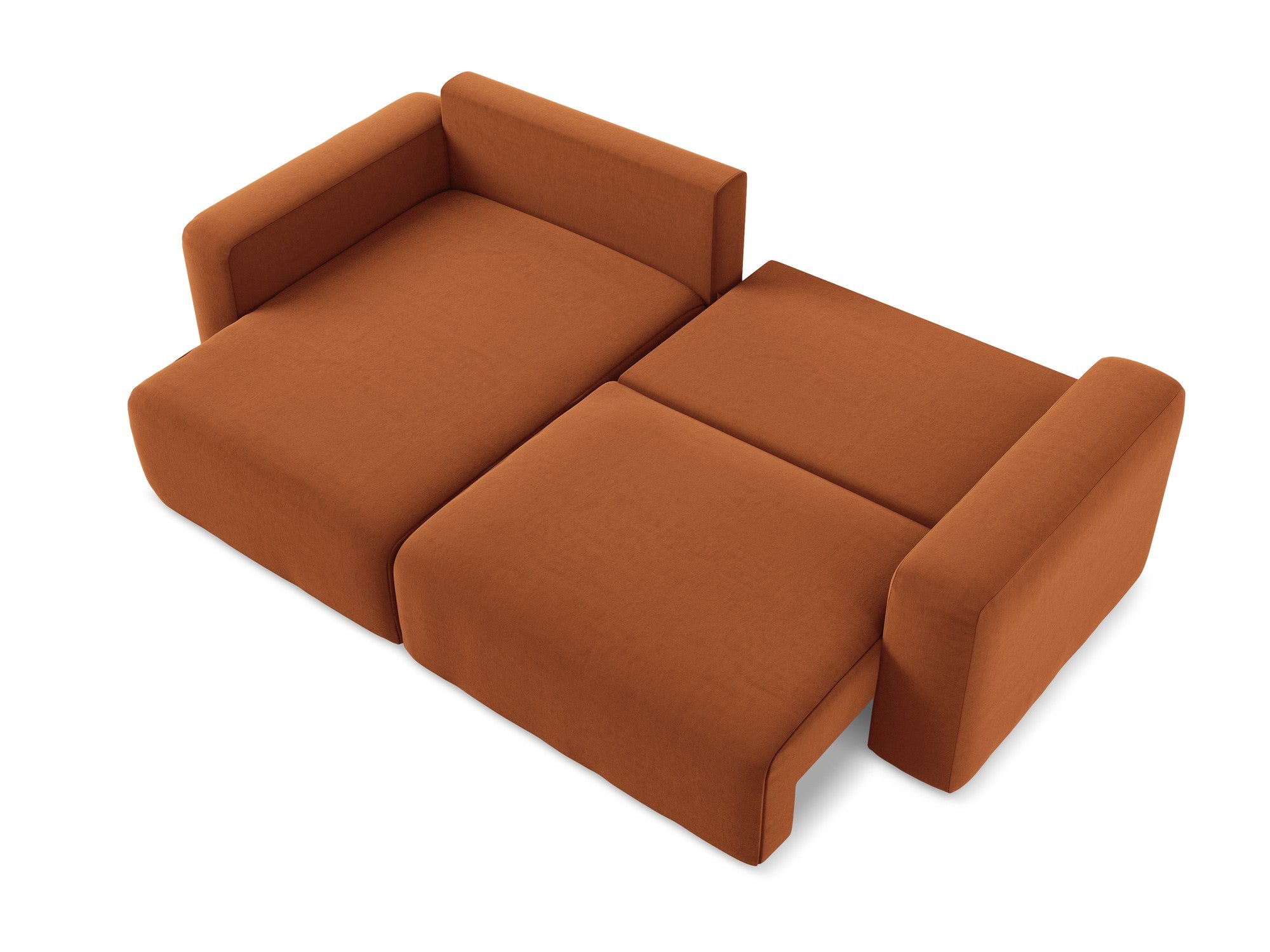 Velvet Left-Side Corner Sofa Bed KONA Terracotta