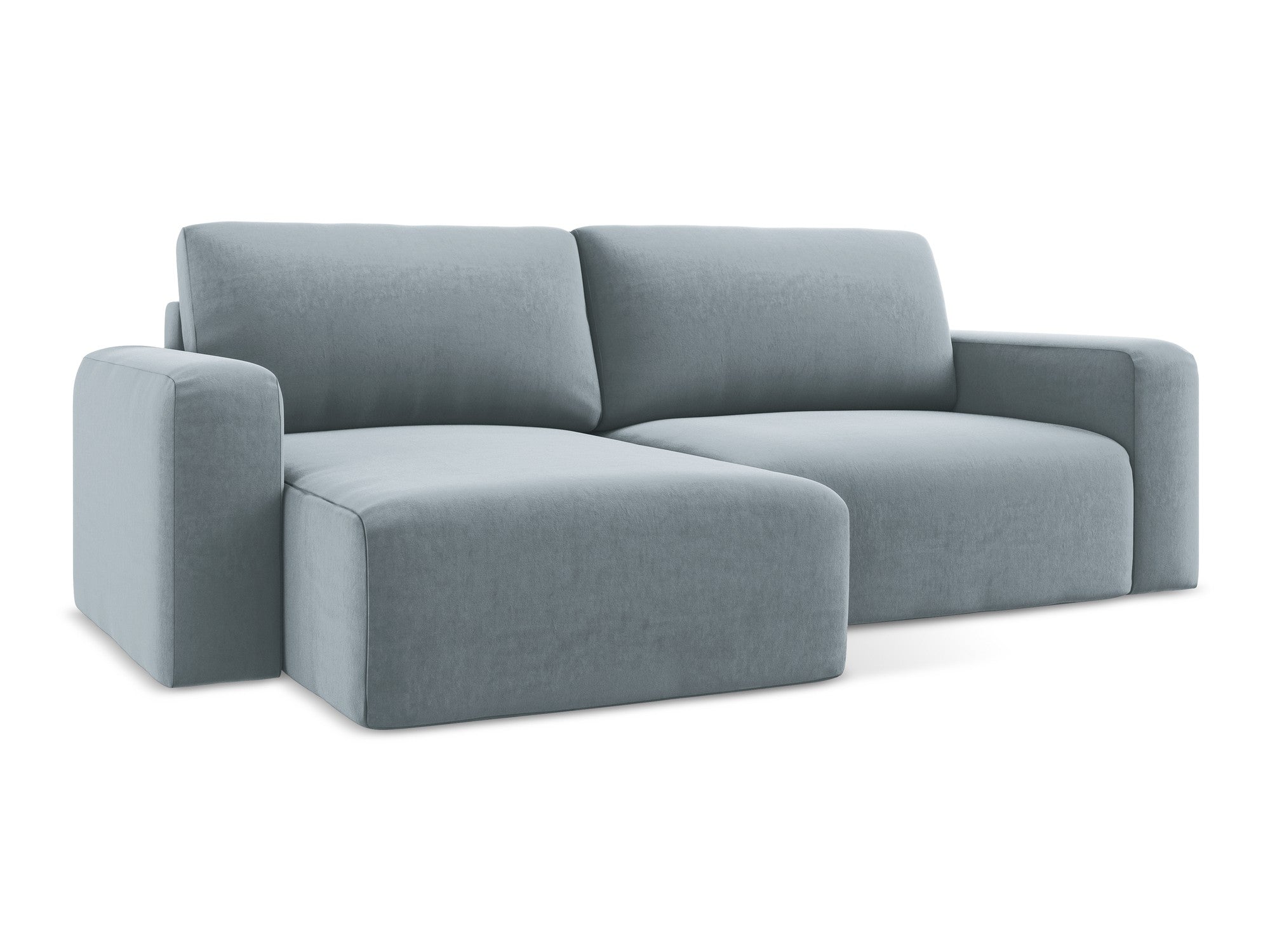 Narożnik aksamitny lewostronny z funkcją spania KONA jasnoniebieski