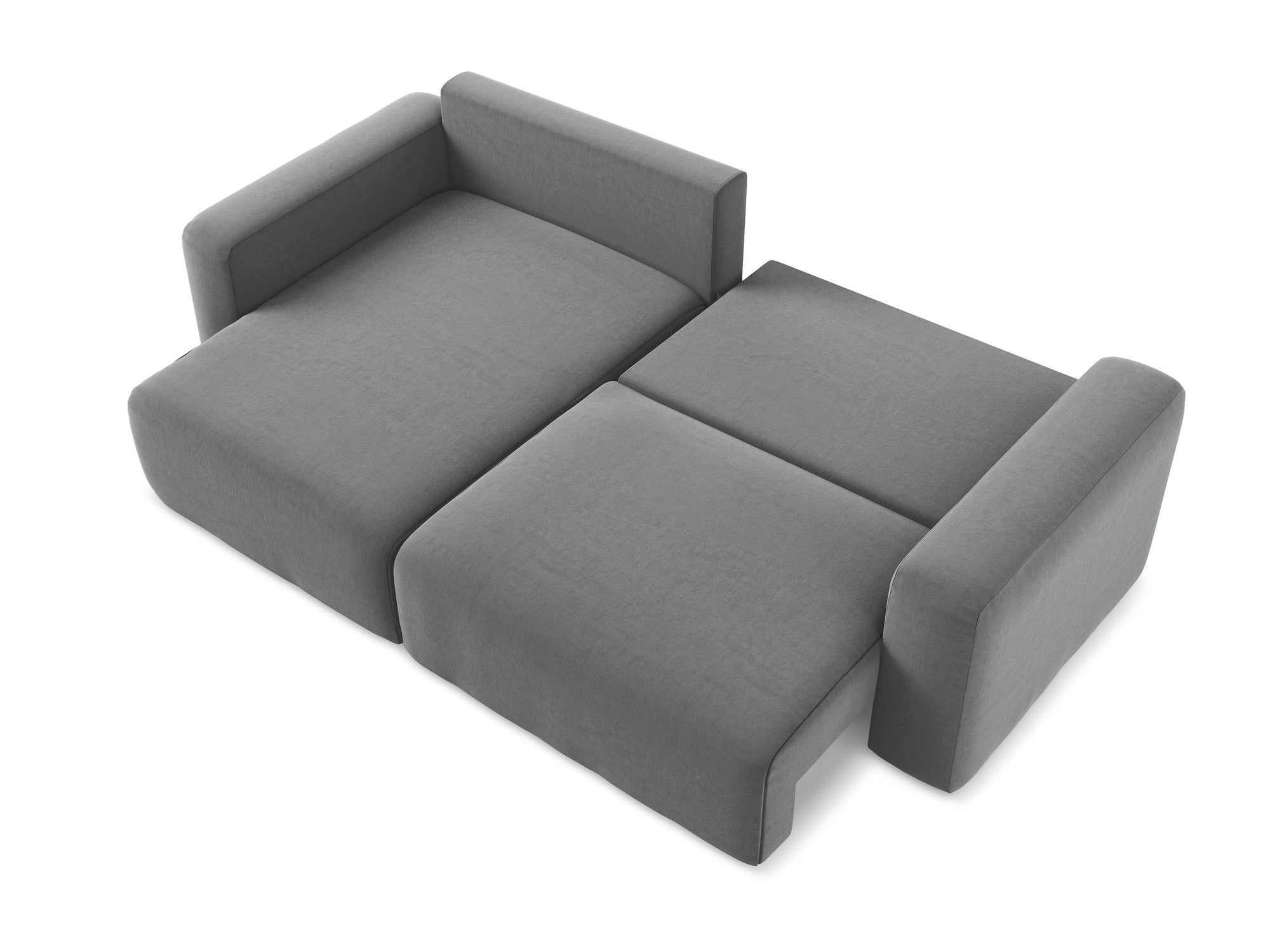 Samt-Ecksofa links mit Schlaffunktion KONA stahlgrau
