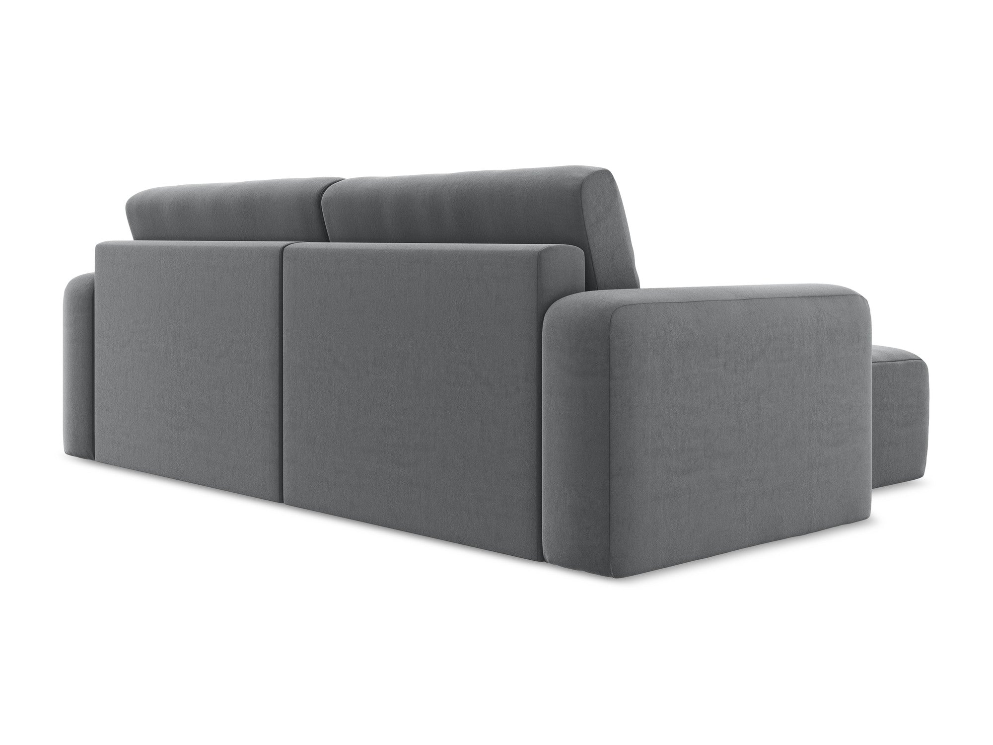 Samt-Ecksofa links mit Schlaffunktion KONA stahlgrau