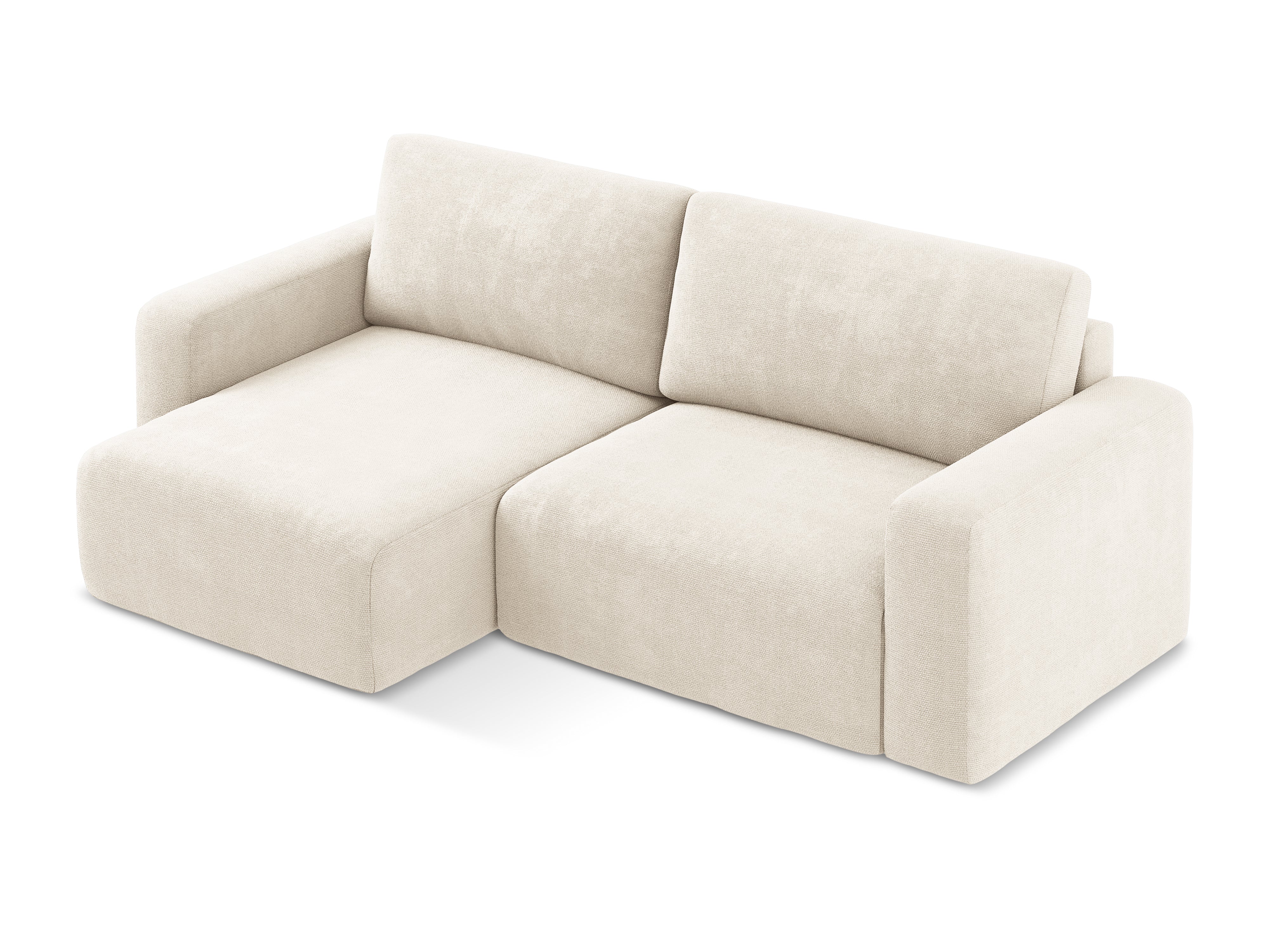 Left-sided corner sofa bed KONA light beige chenille