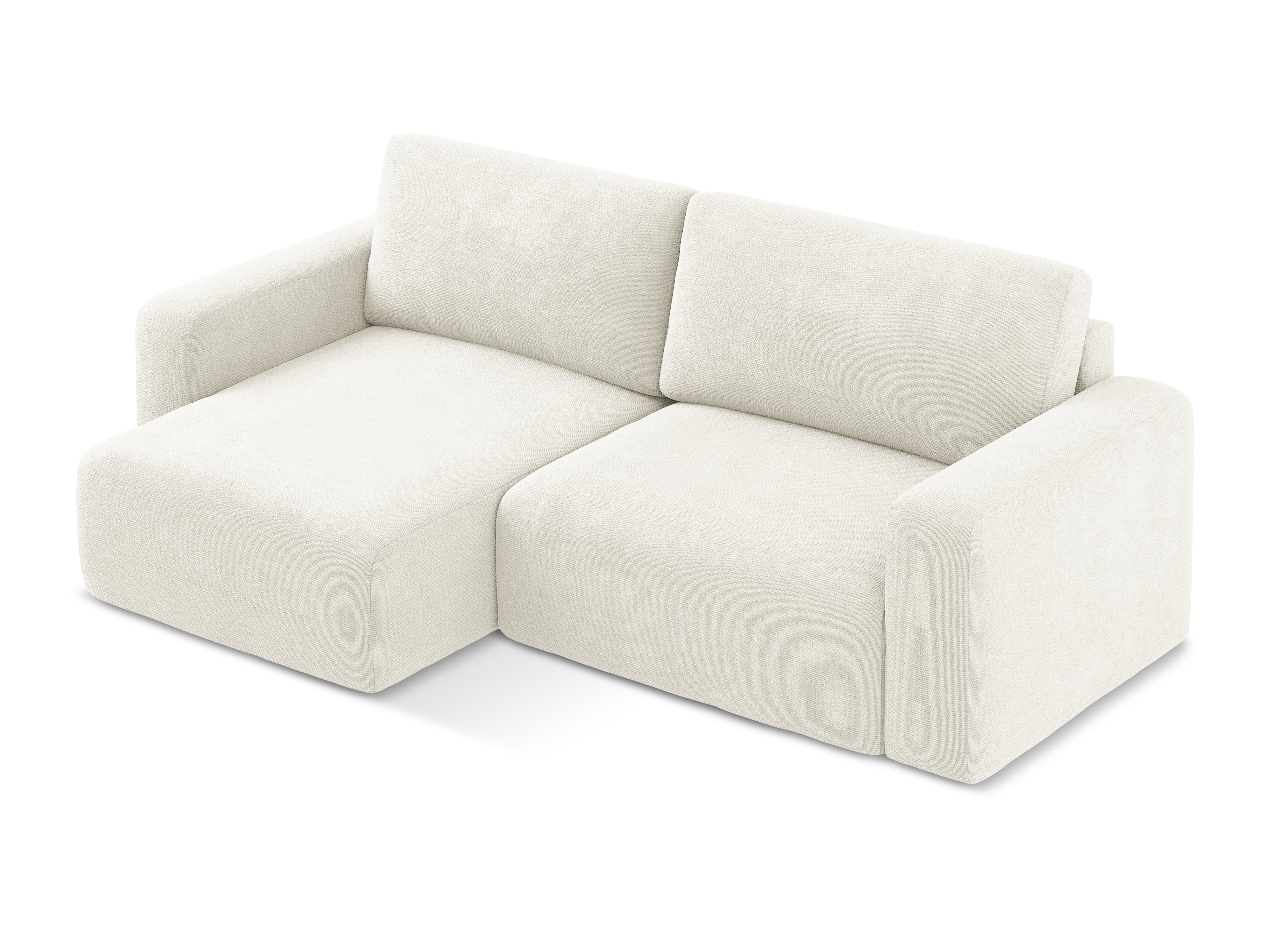 Left-sided corner sofa bed KONA white chenille