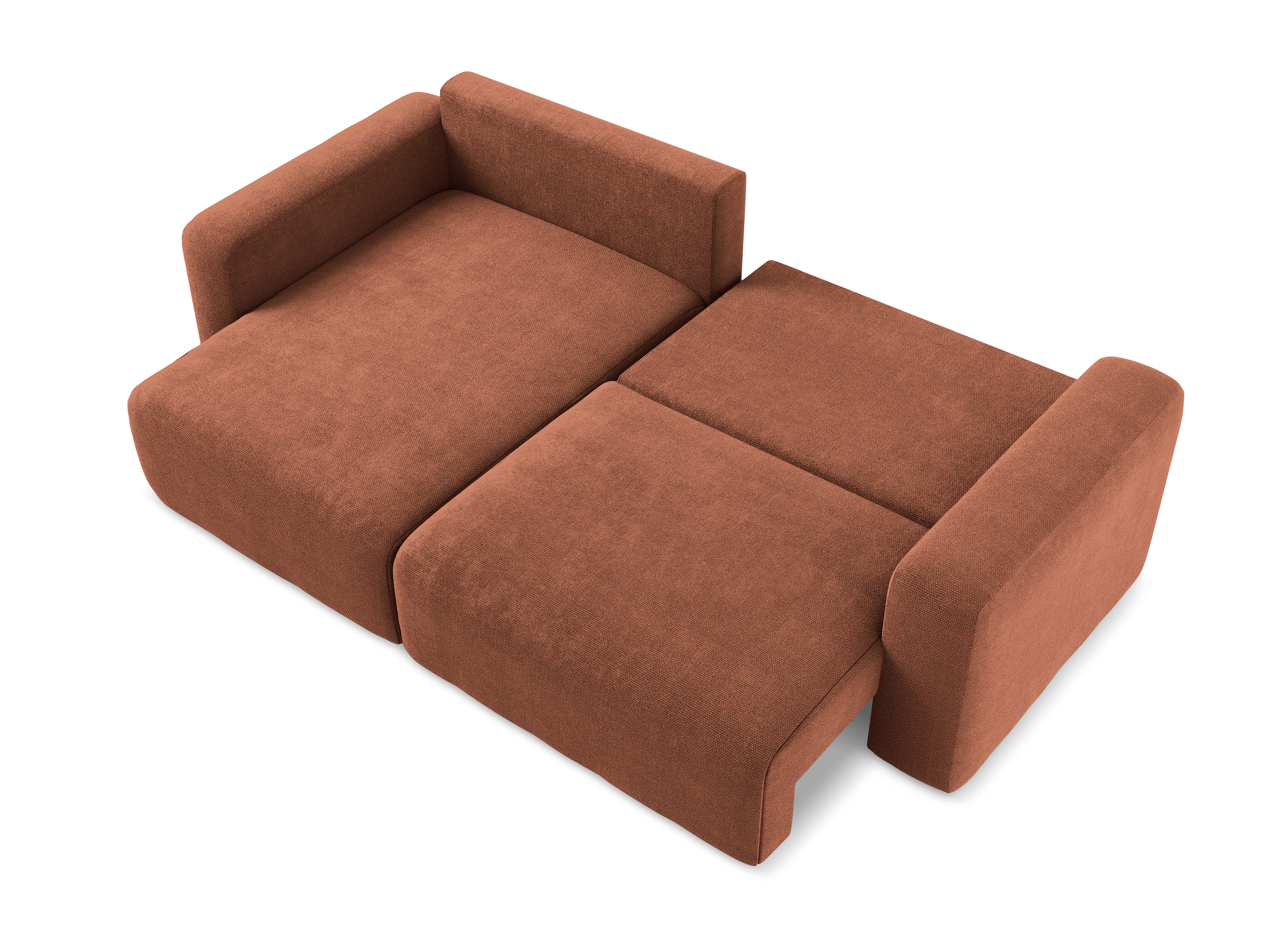 Linksseitige Schlafcouch KONA in Terrakotta Chenille