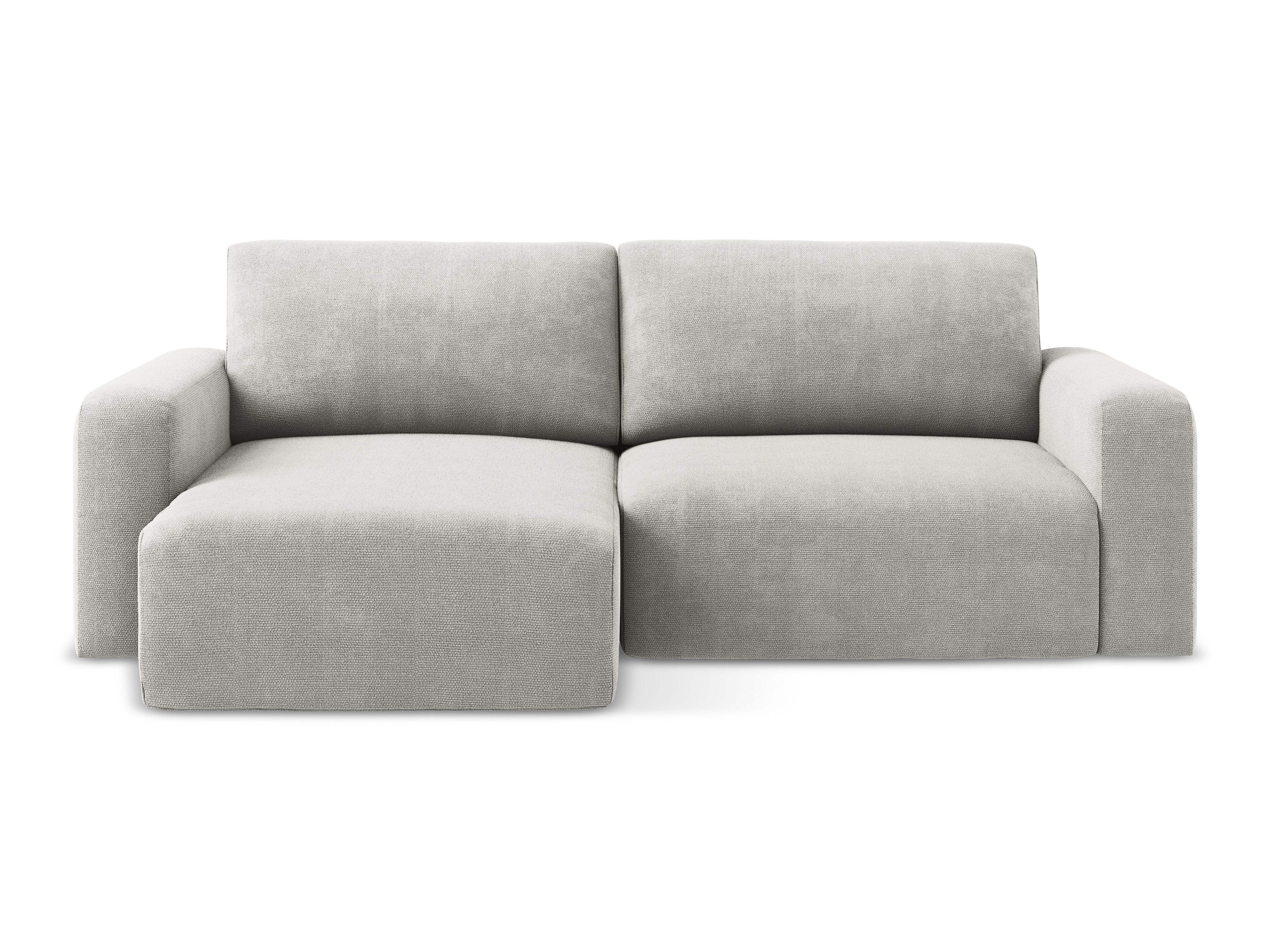 Linksseitige Schlafcouch KONA in hellgrauem Chenille