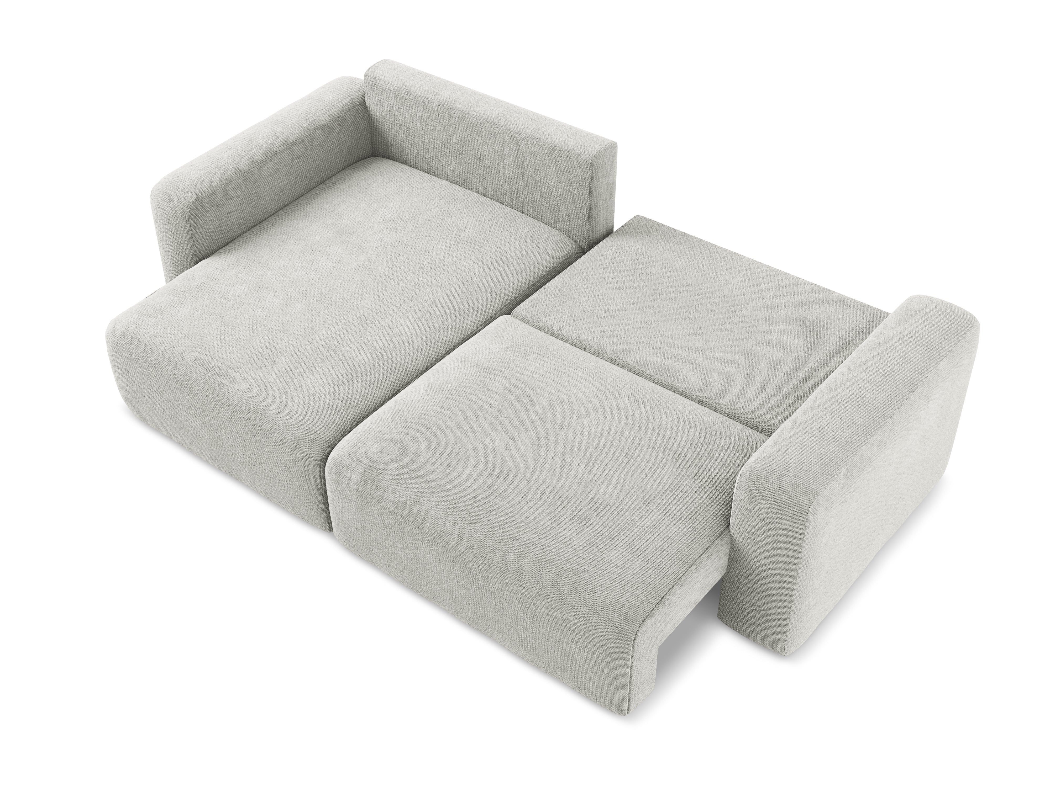 Linksseitige Schlafcouch KONA in hellgrauem Chenille
