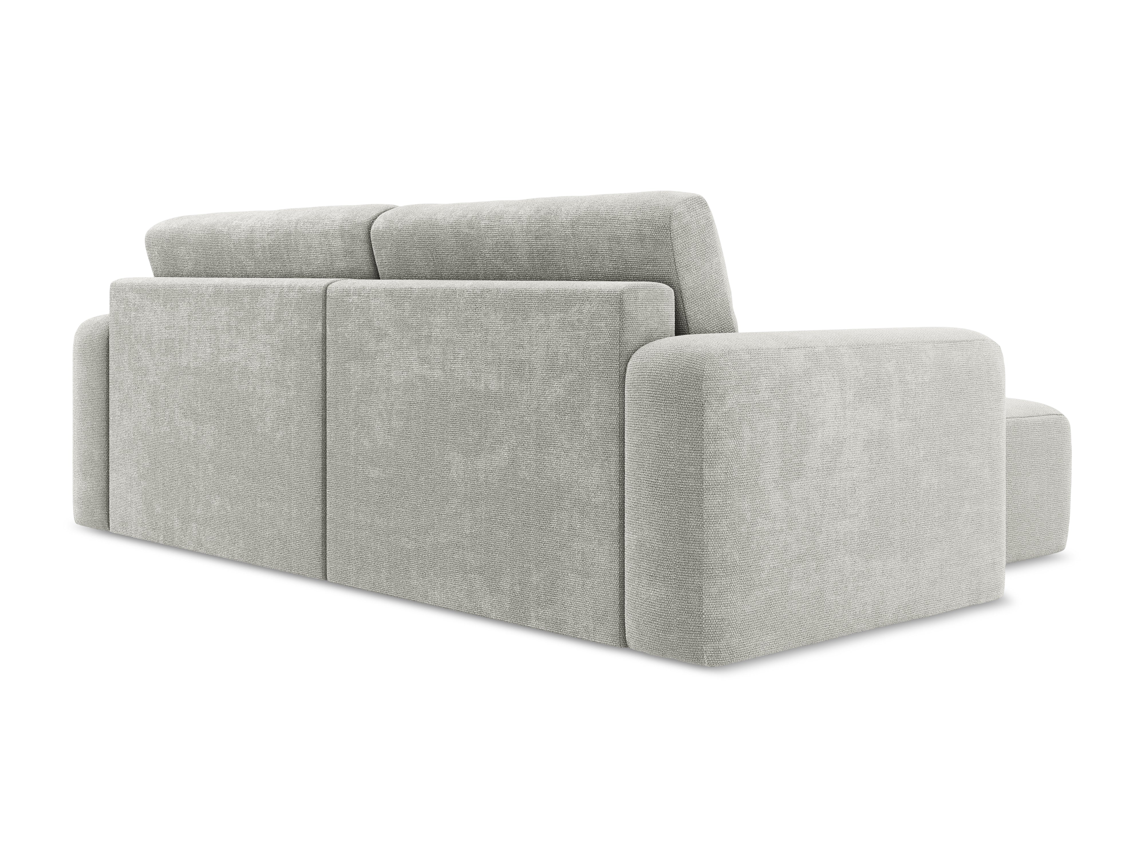 Linksseitige Schlafcouch KONA in hellgrauem Chenille