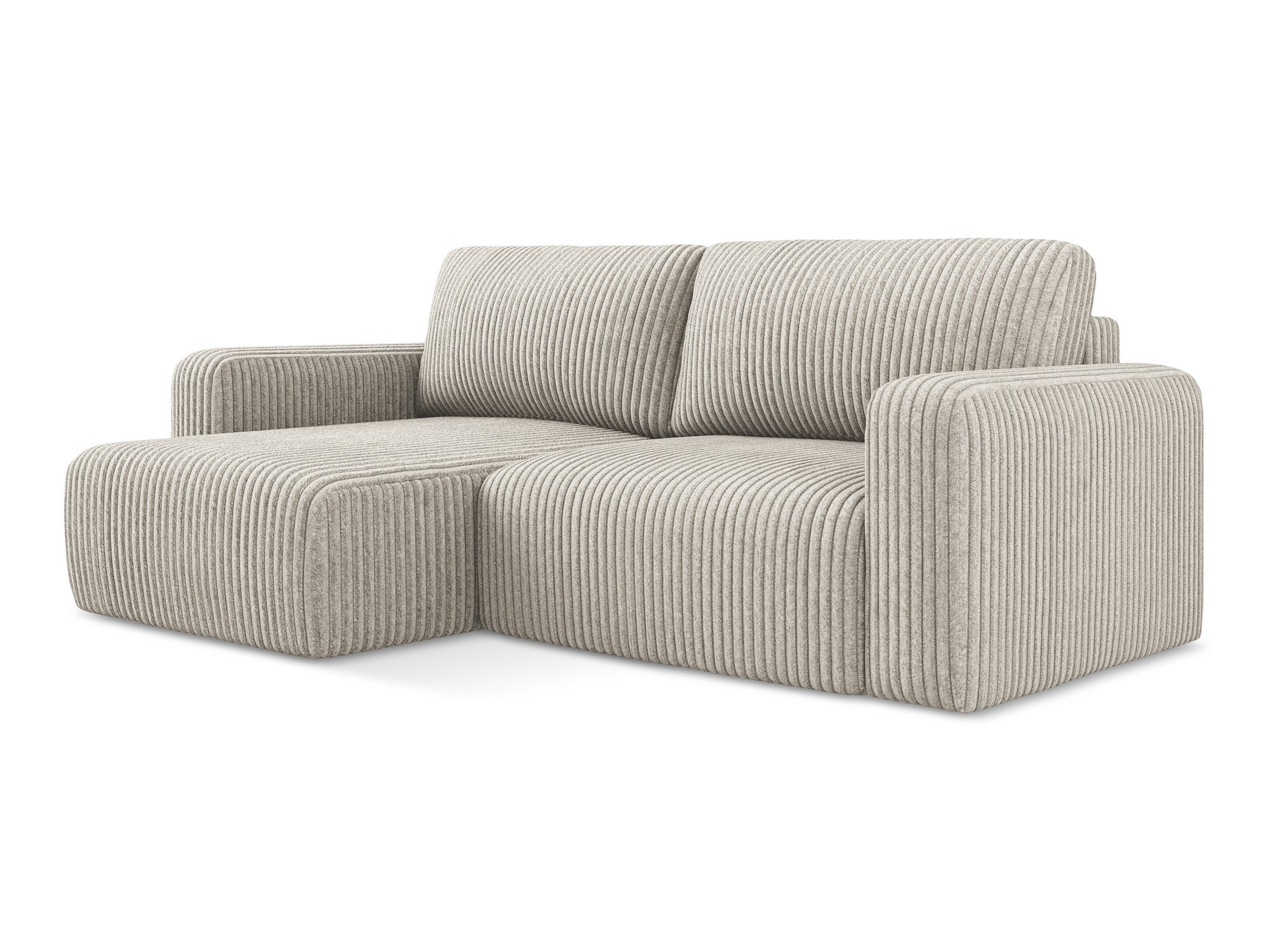 Left-sided corner sofa bed KONA in dark beige corduroy