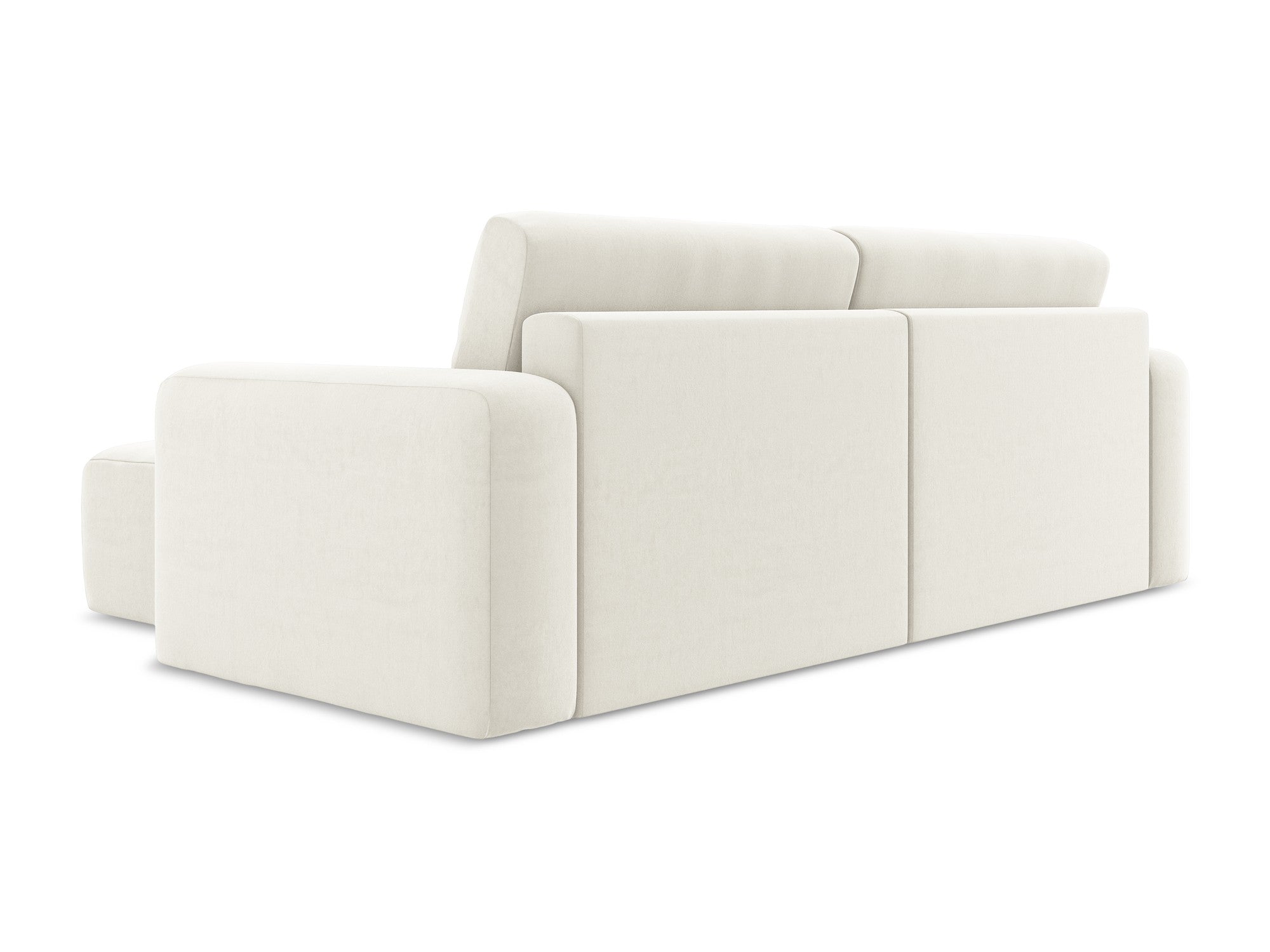 Right-facing velvet corner sofa bed KONA light beige
