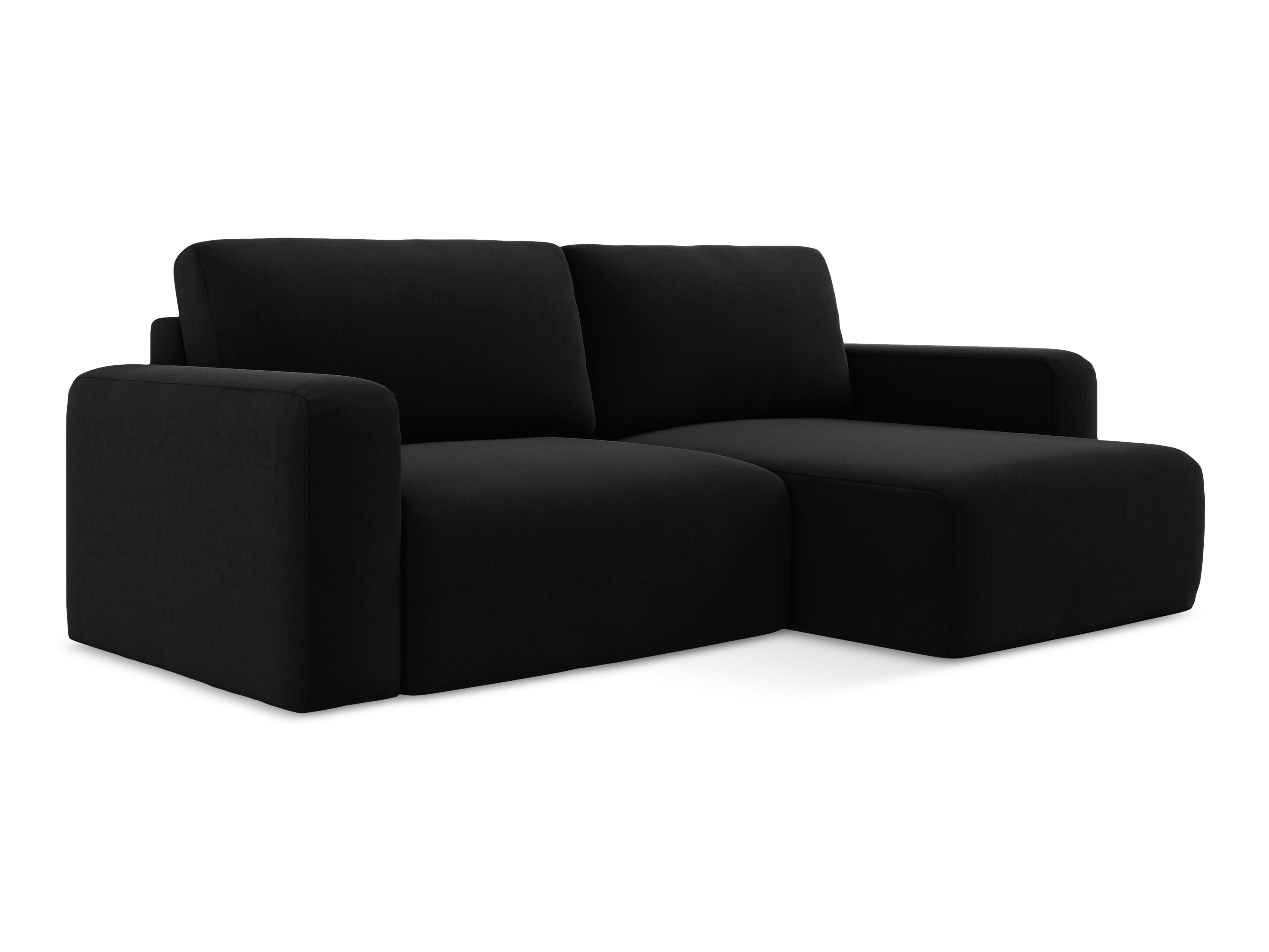 Right-facing velvet corner sofa bed KONA black