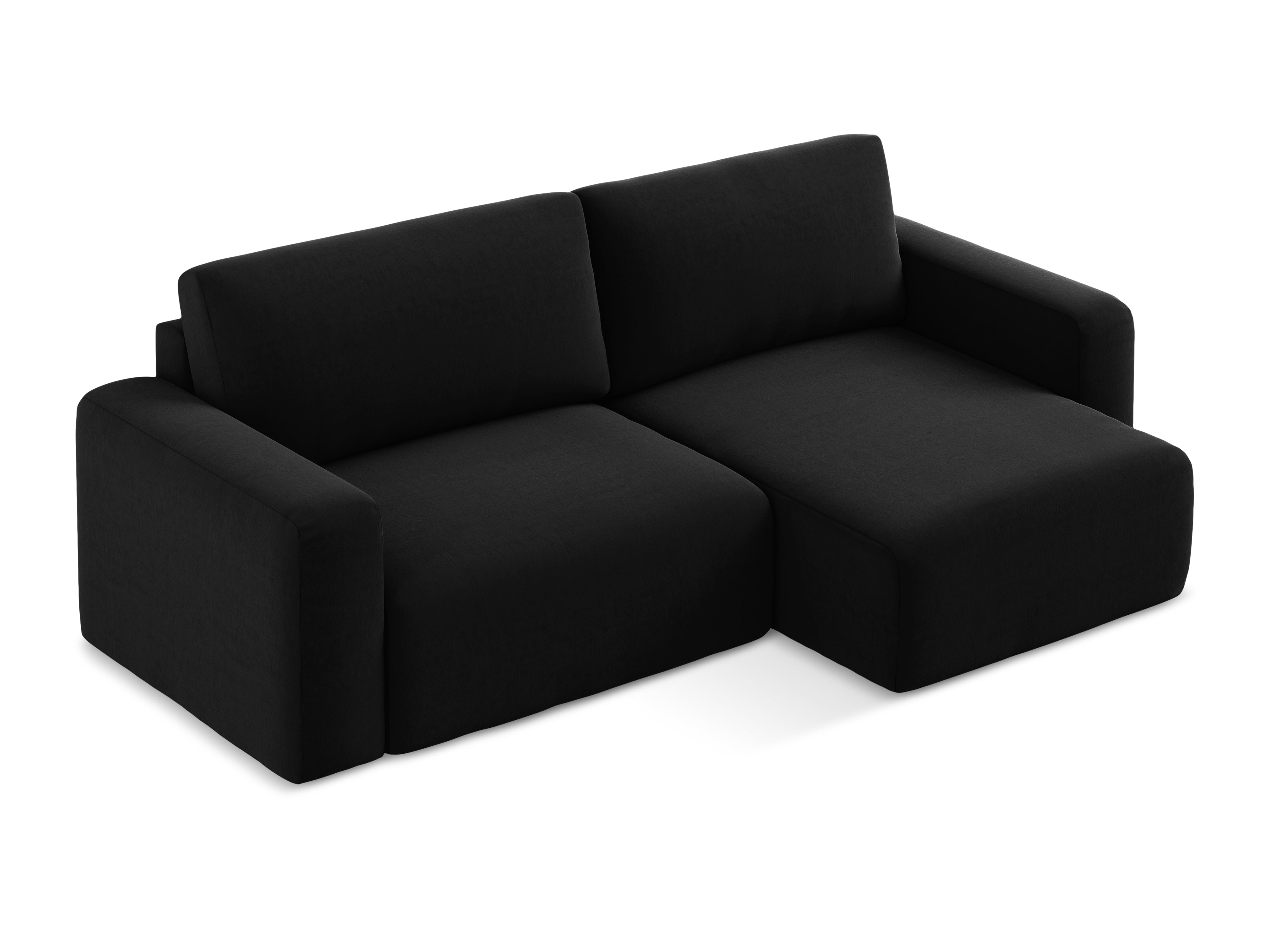 Right-facing velvet corner sofa bed KONA black