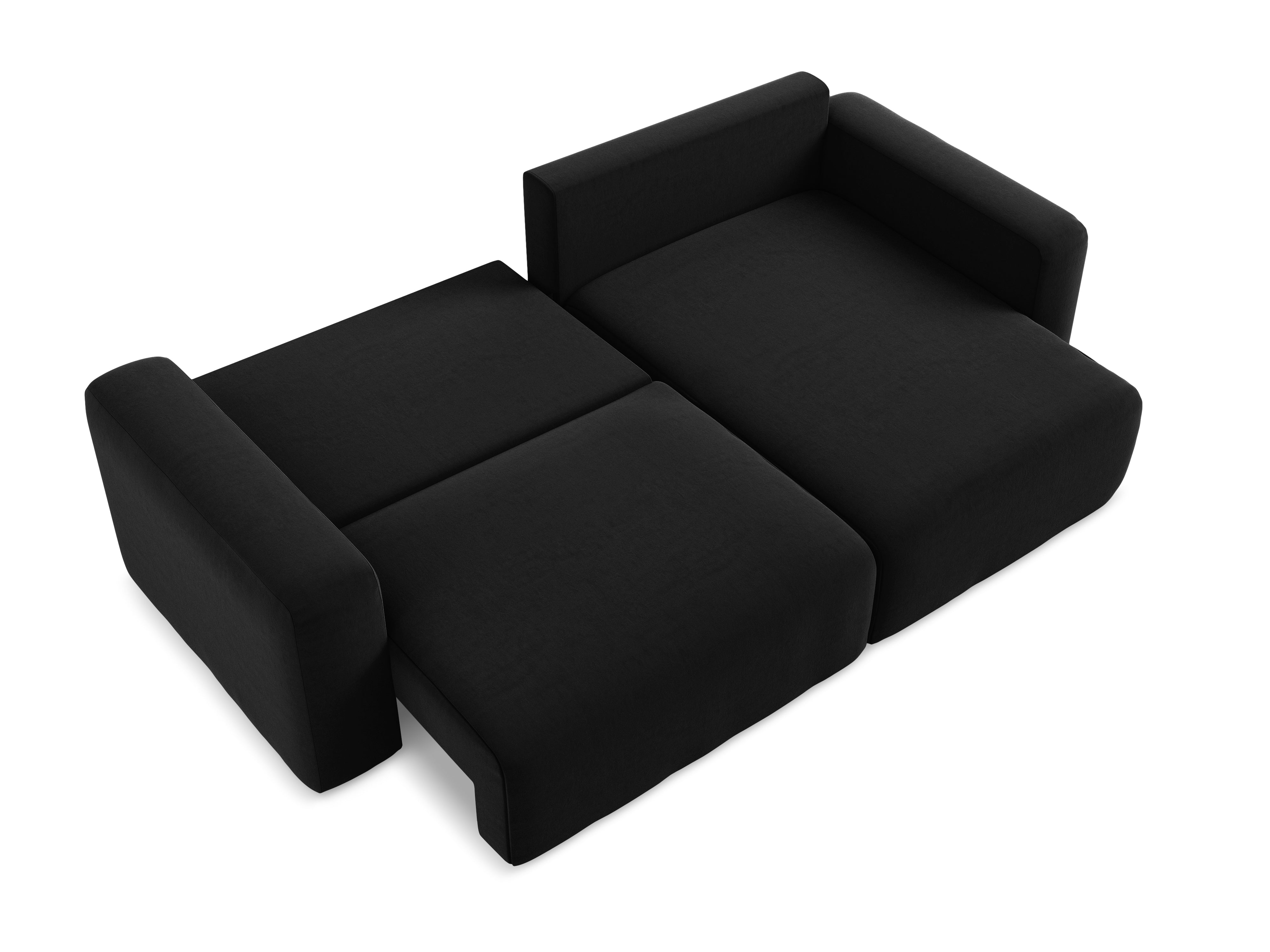 Right-facing velvet corner sofa bed KONA black