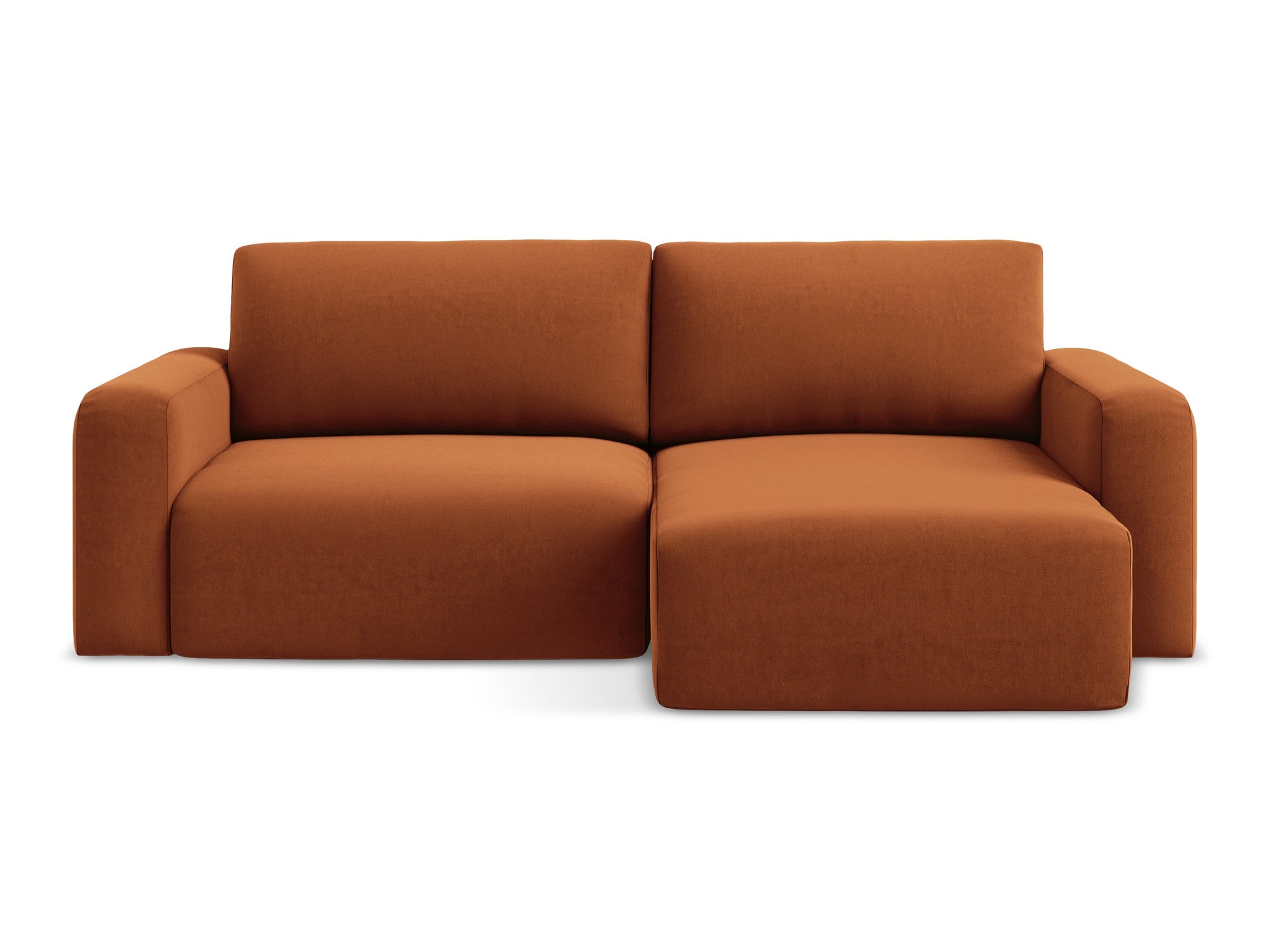 Samt-Ecksofa rechts mit Schlaffunktion KONA terrakotta