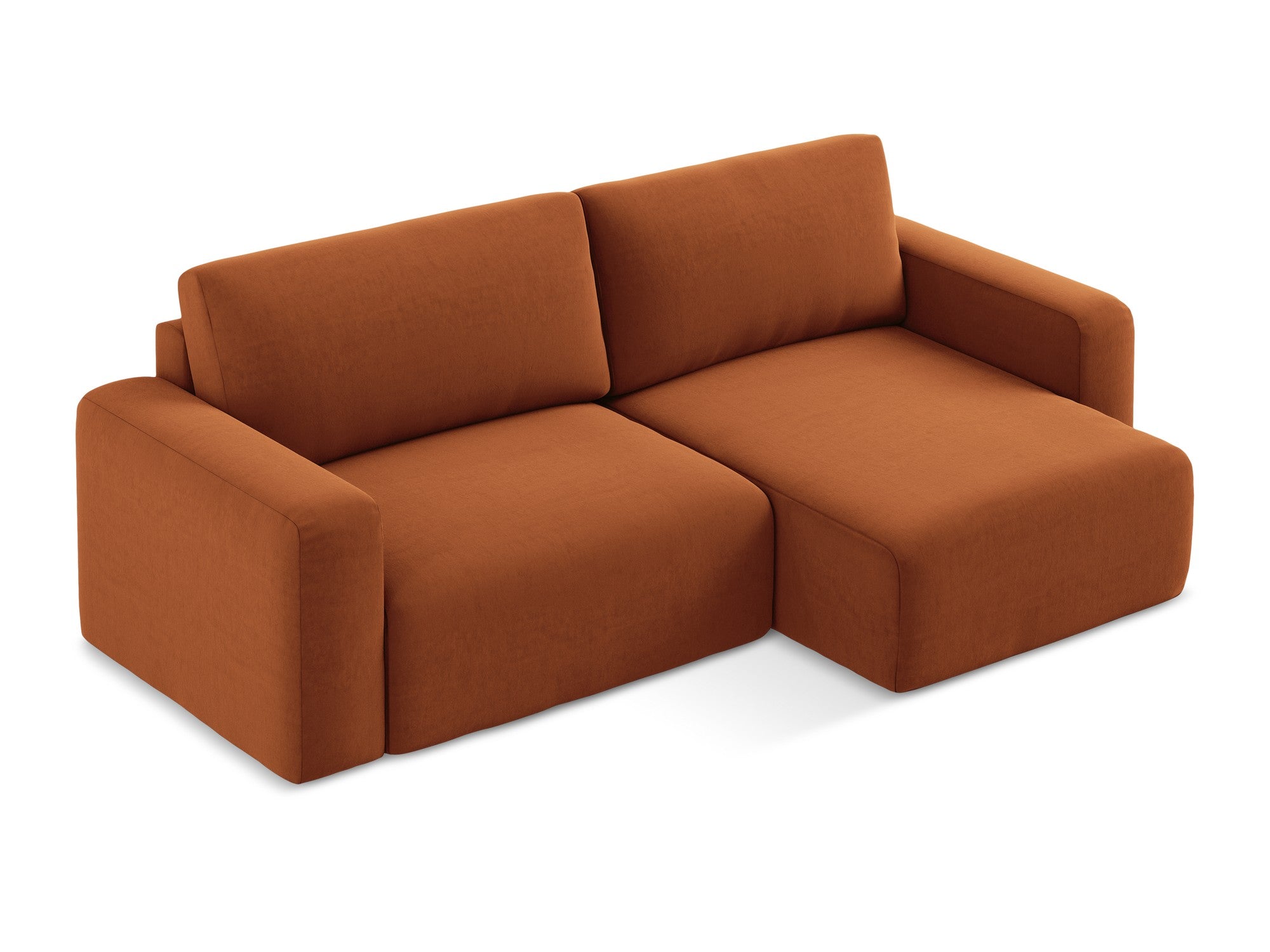 Samt-Ecksofa rechts mit Schlaffunktion KONA terrakotta