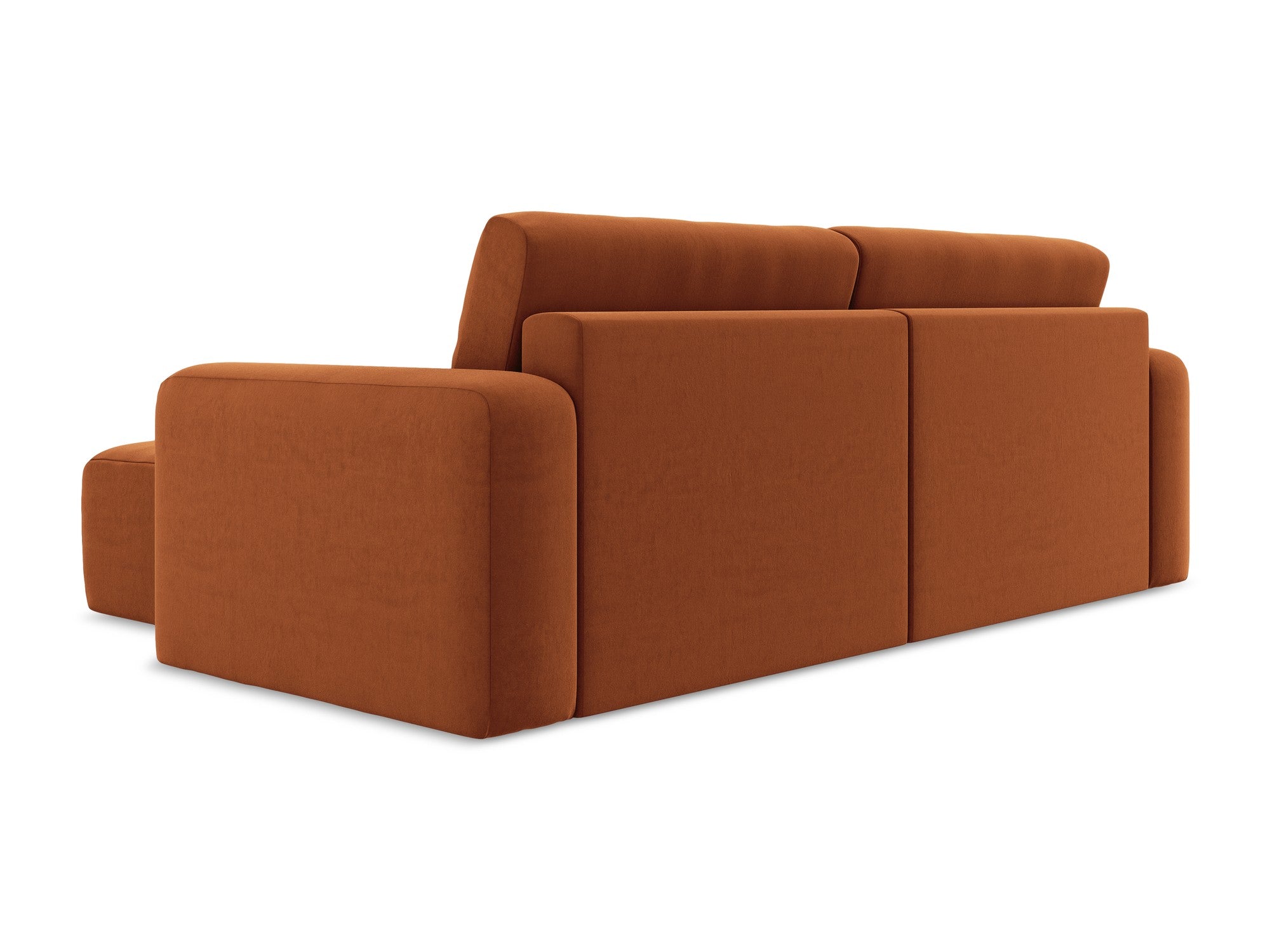 Samt-Ecksofa rechts mit Schlaffunktion KONA terrakotta