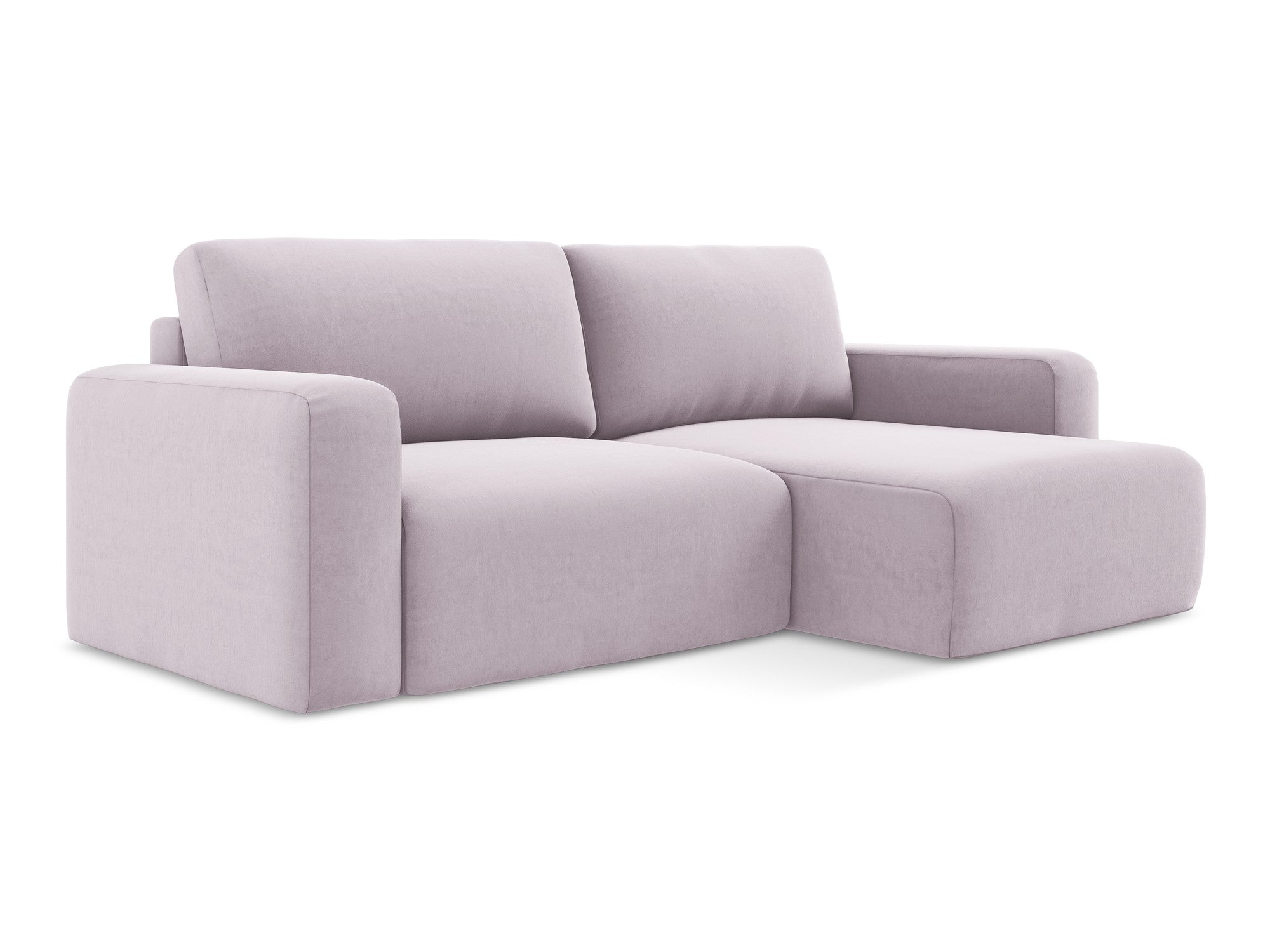 Samt-Ecksofa rechts mit Schlaffunktion KONA lavendel