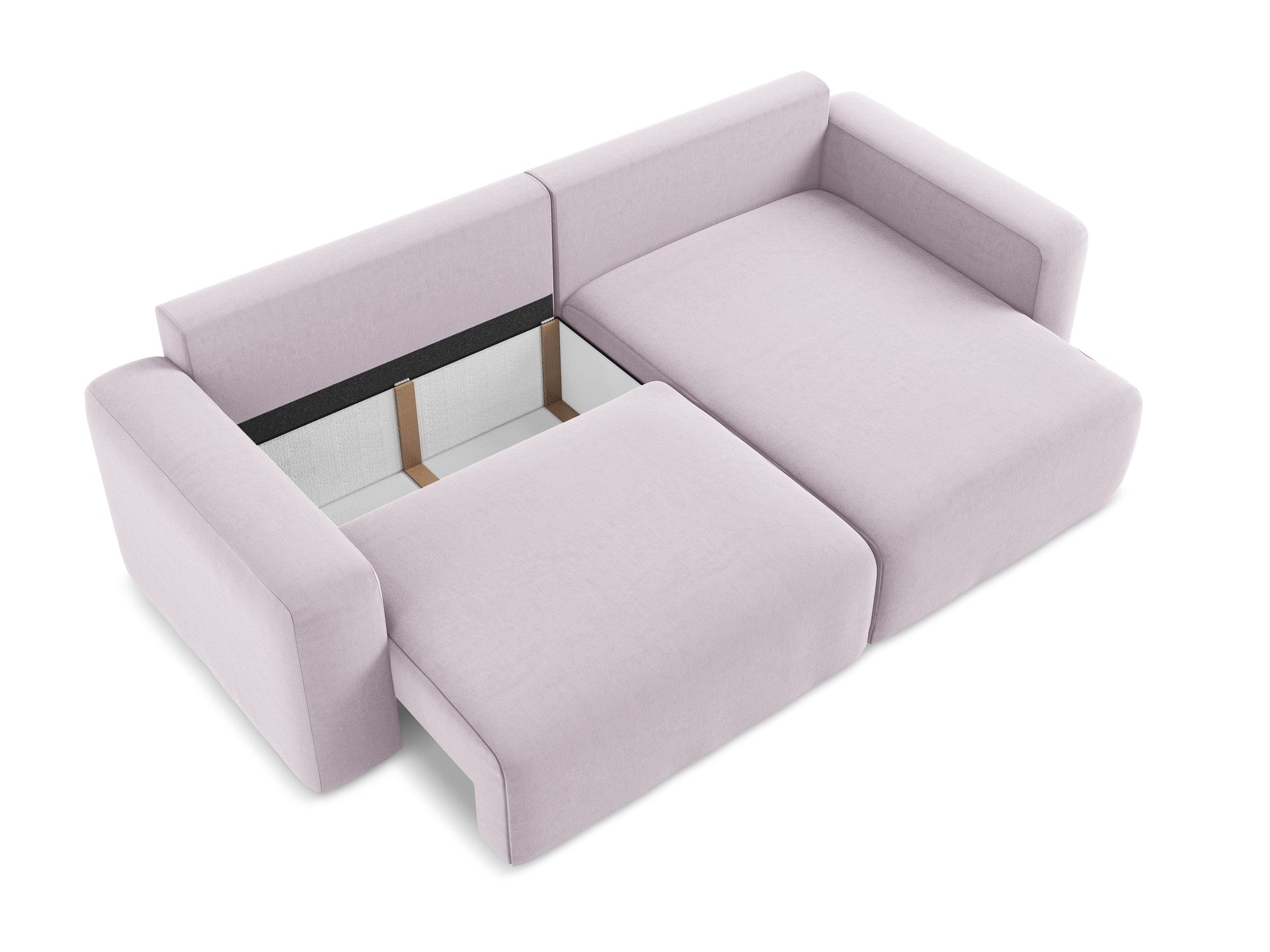 Samt-Ecksofa rechts mit Schlaffunktion KONA lavendel