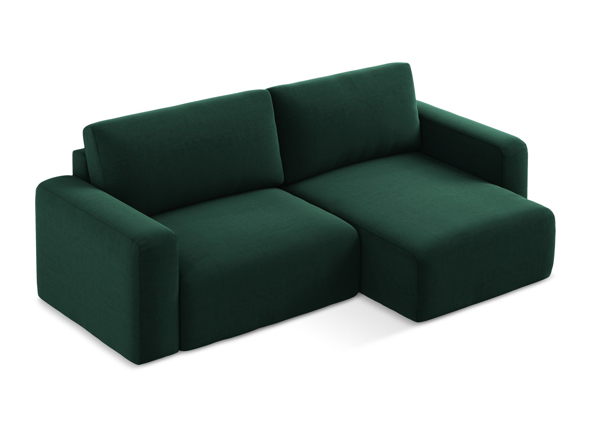 Samt-Ecksofa rechts mit Schlaffunktion KONA in Flaschengrün