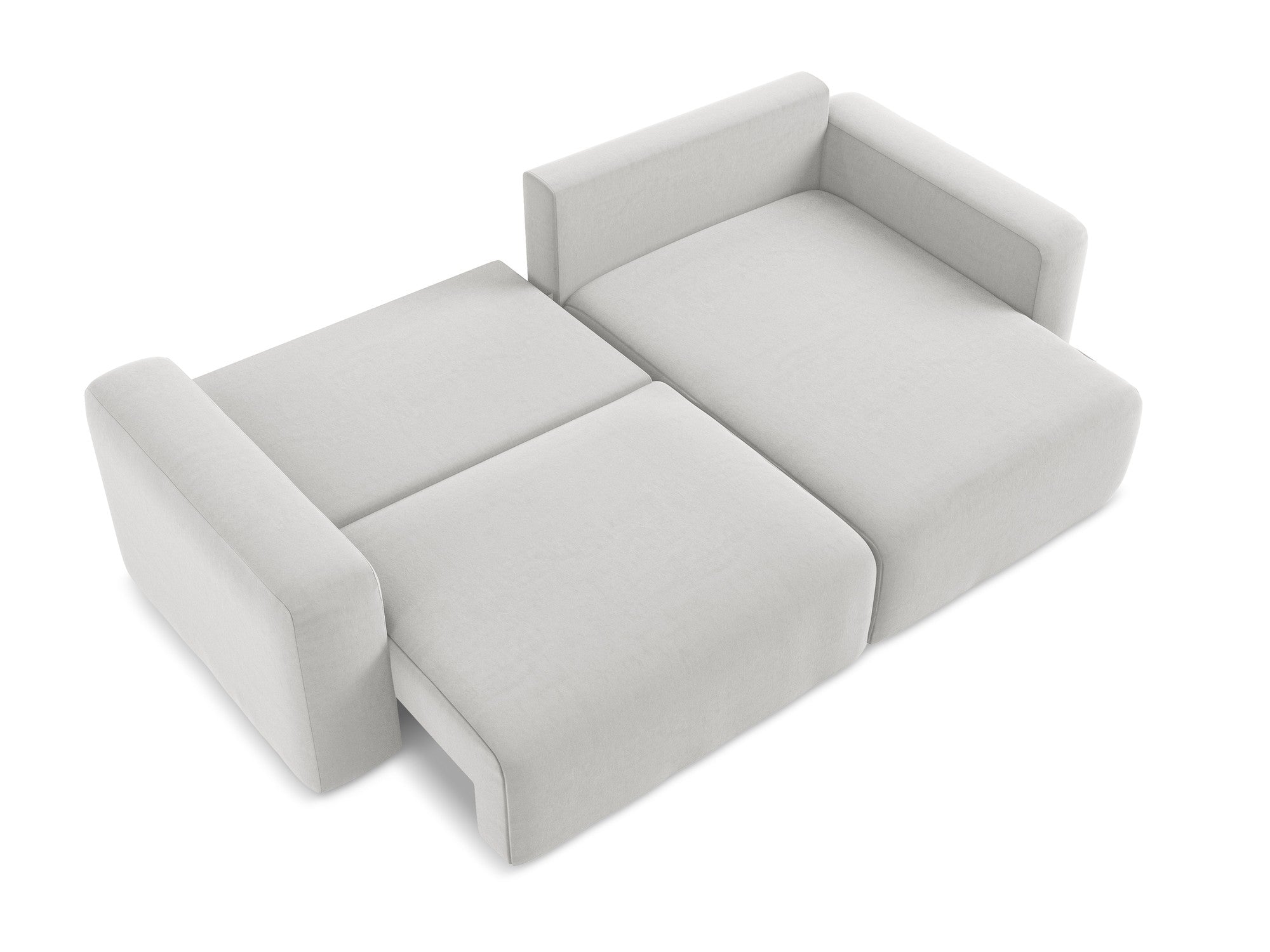 Samt-Ecksofa rechts mit Schlaffunktion KONA silbergrau