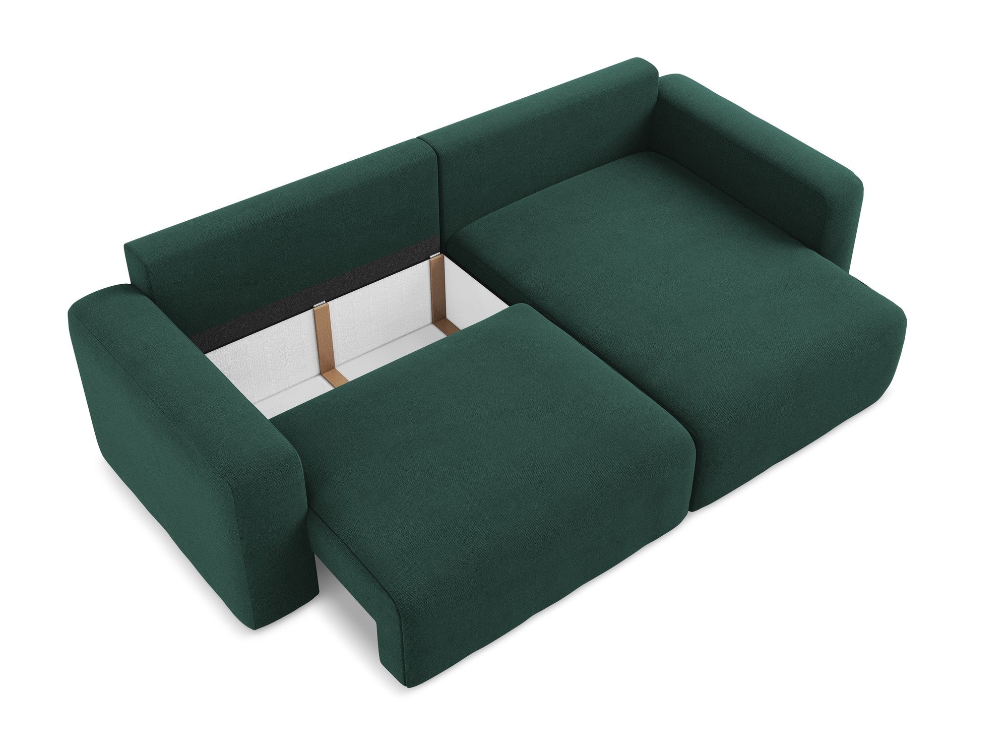 Right-sided corner sofa bed KONA in bottle green