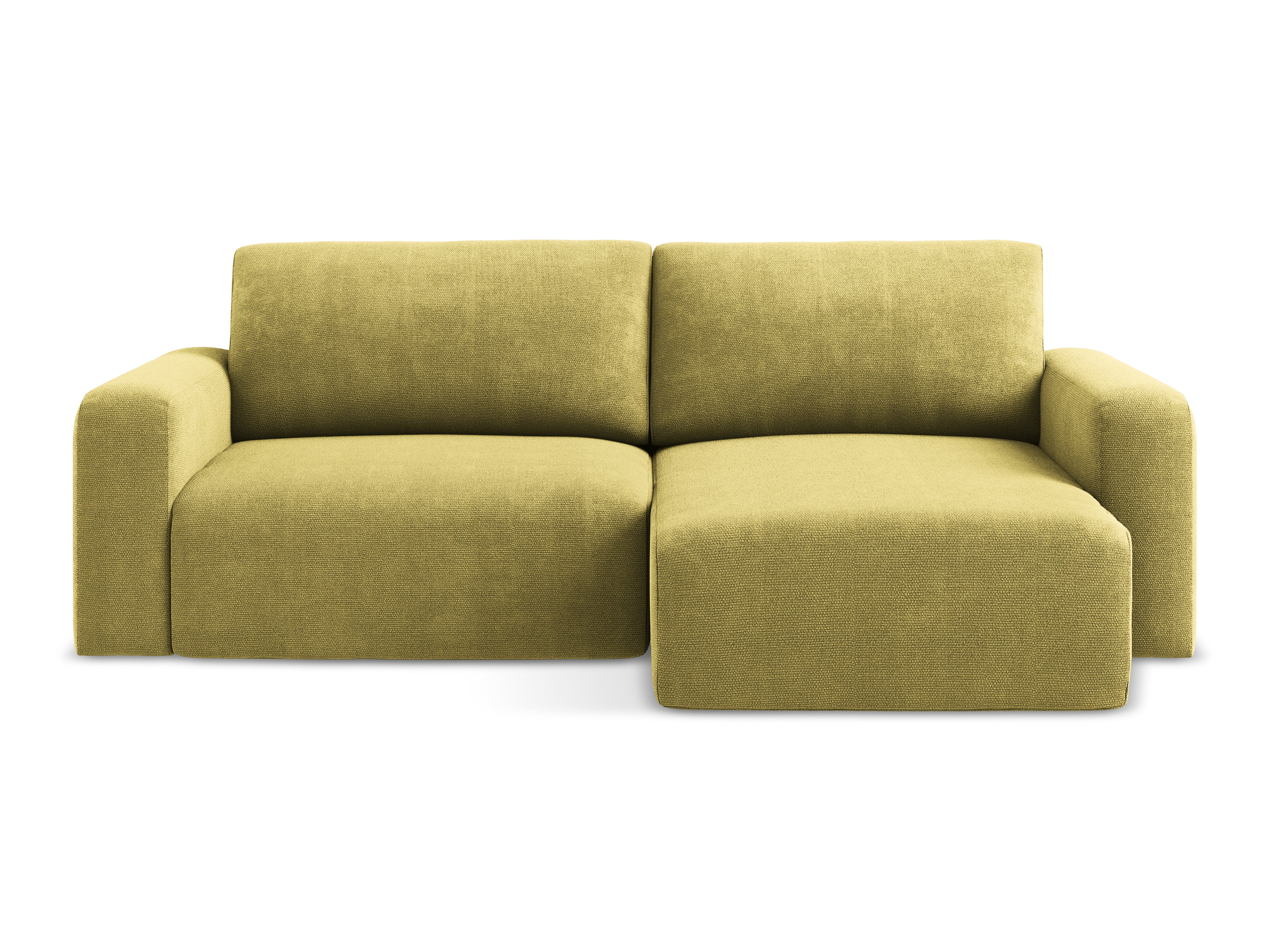 Right-hand corner sofa bed KONA in lime green chenille