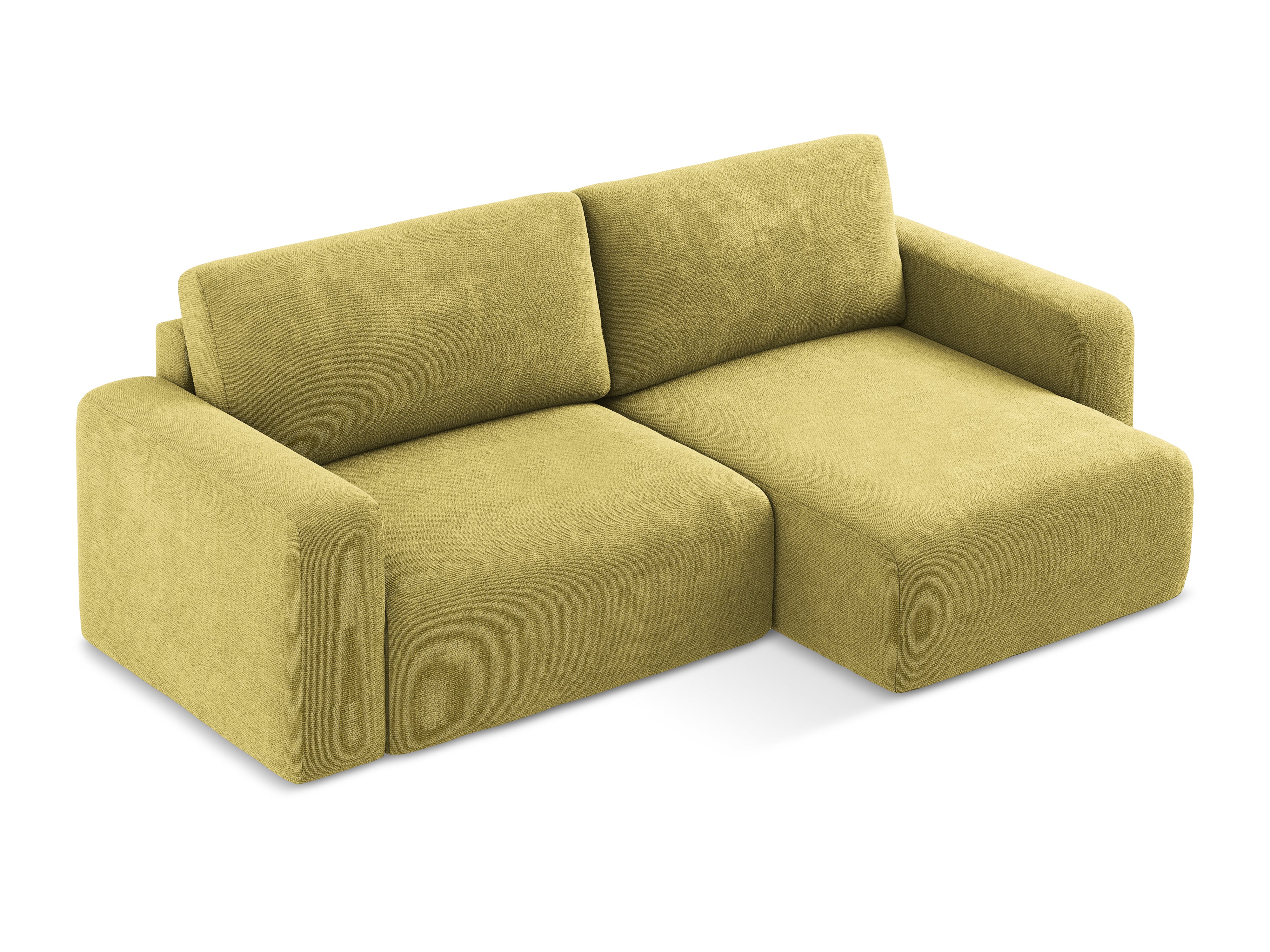 Right-hand corner sofa bed KONA in lime green chenille