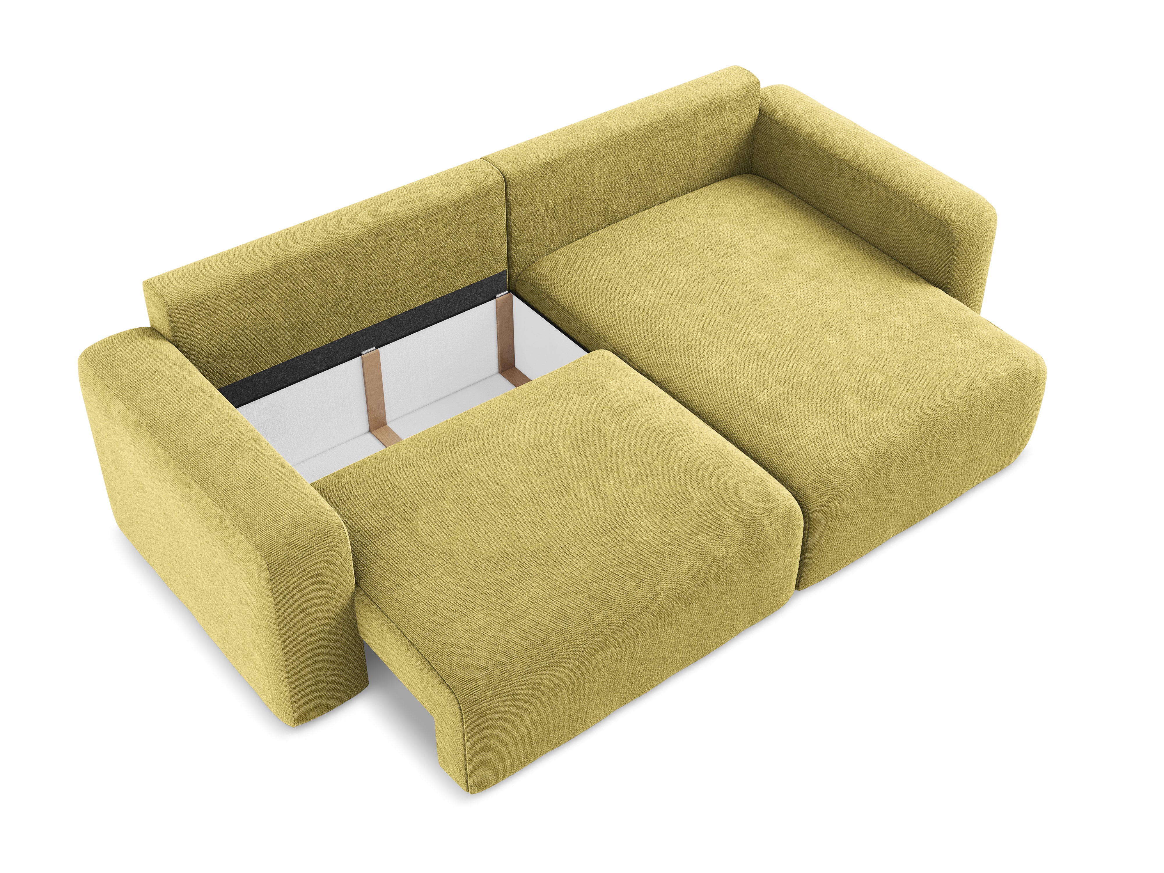 Right-hand corner sofa bed KONA in lime green chenille