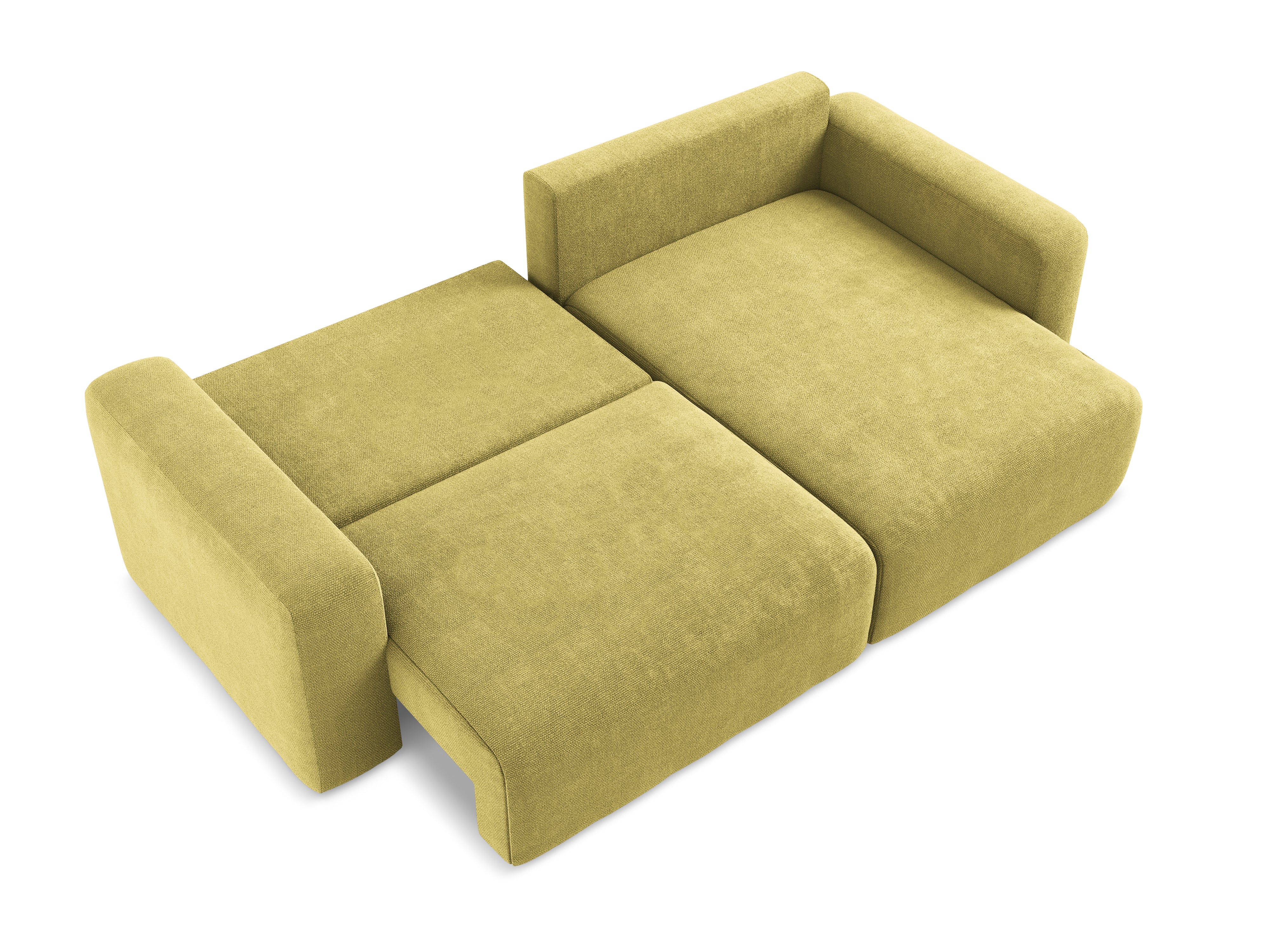 Right-hand corner sofa bed KONA in lime green chenille