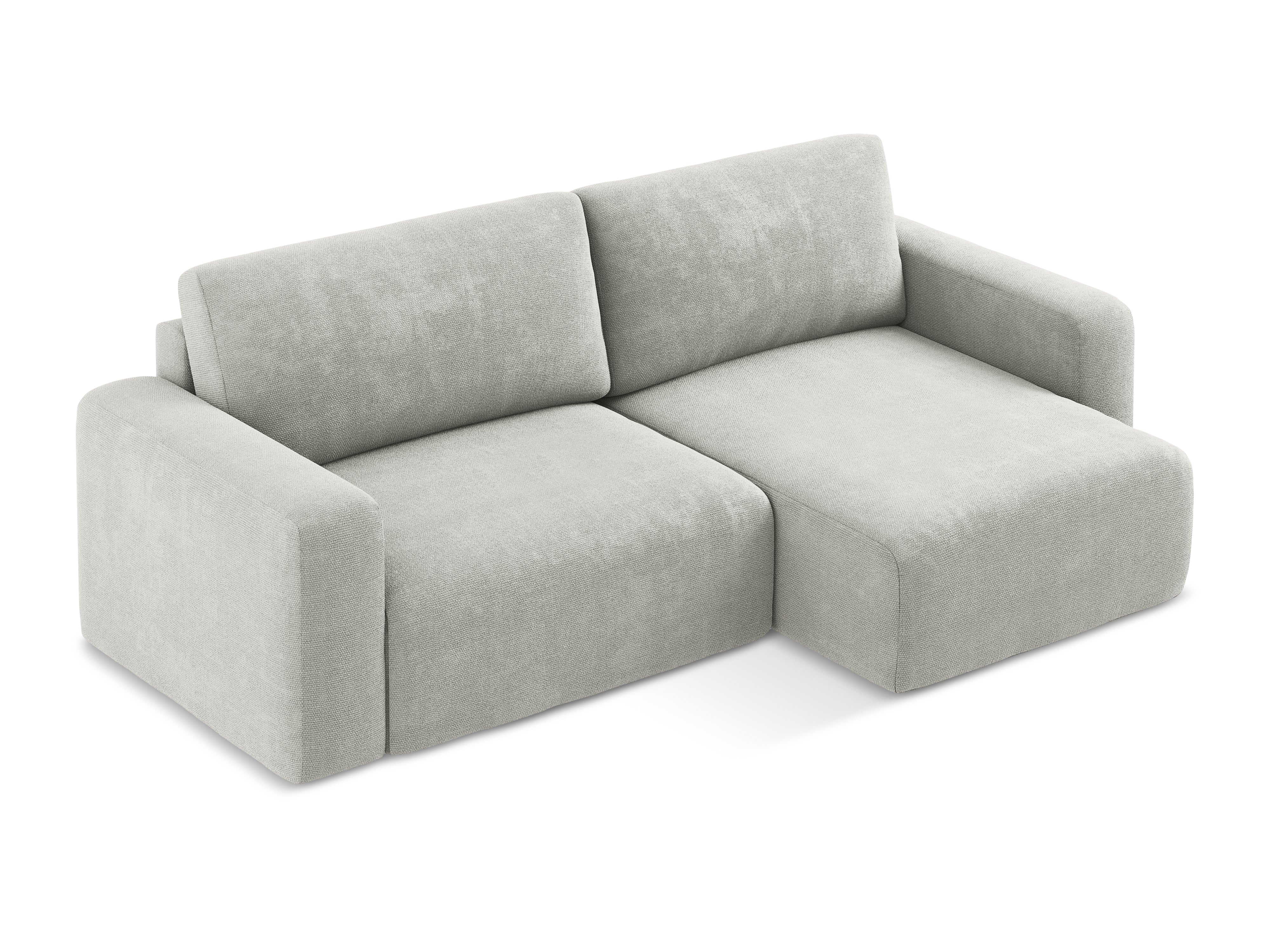 Rechtsseitige Schlafcouch KONA in hellgrauem Chenille