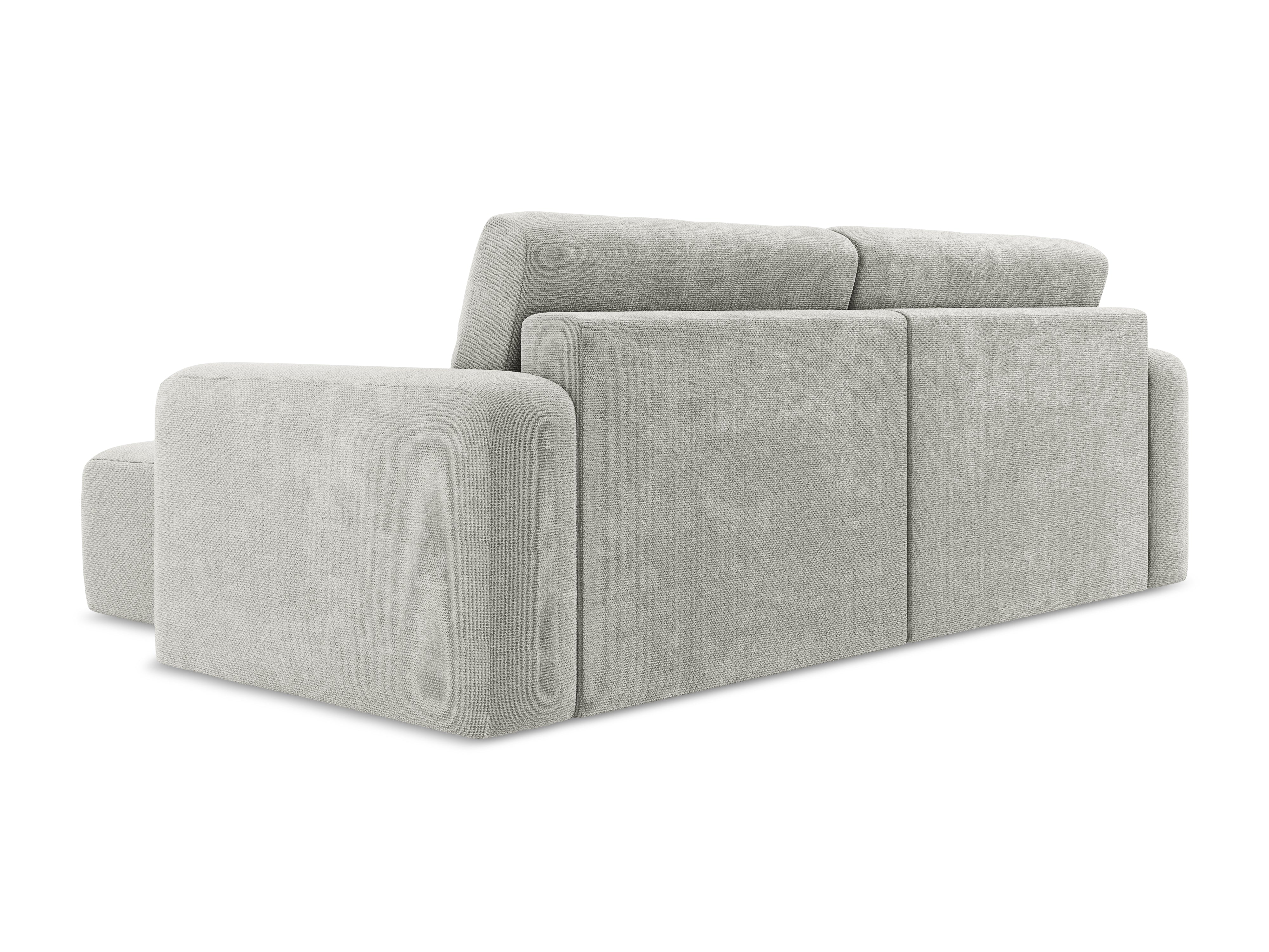 Rechtsseitige Schlafcouch KONA in hellgrauem Chenille