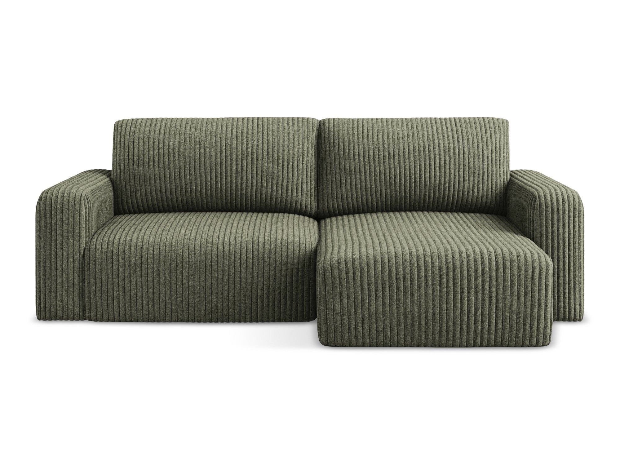 Right-facing corner sofa bed KONA in olive corduroy
