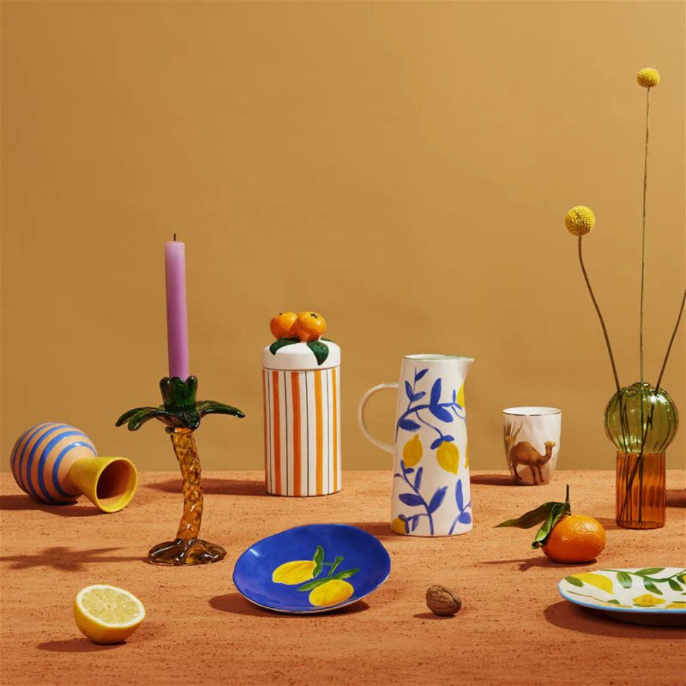 Karafka LEMON TWIG weiß mit Gelb und Blau