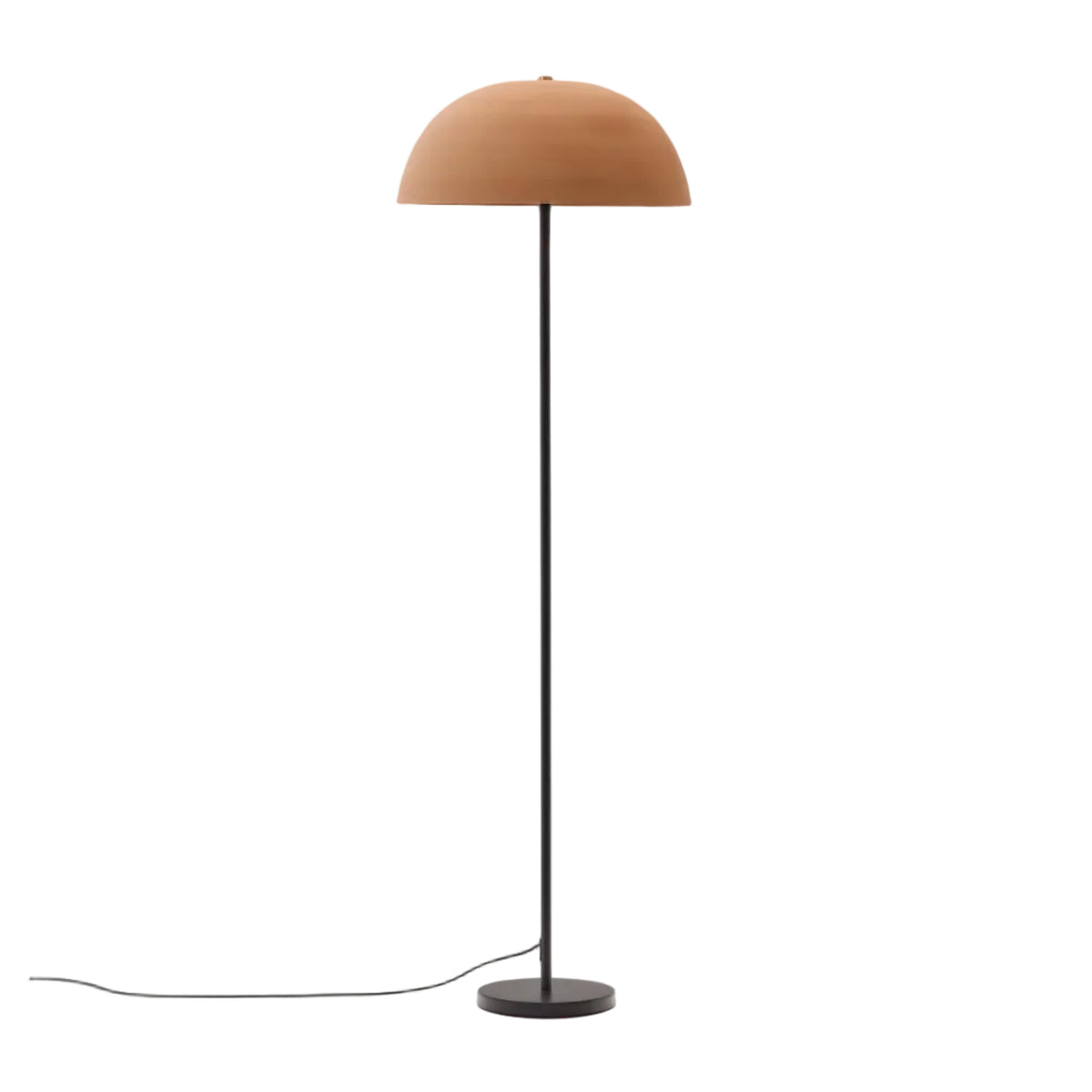 Lampa podłogowa NIBLA czarny metal z terakotowym abażurem – Kave Home
