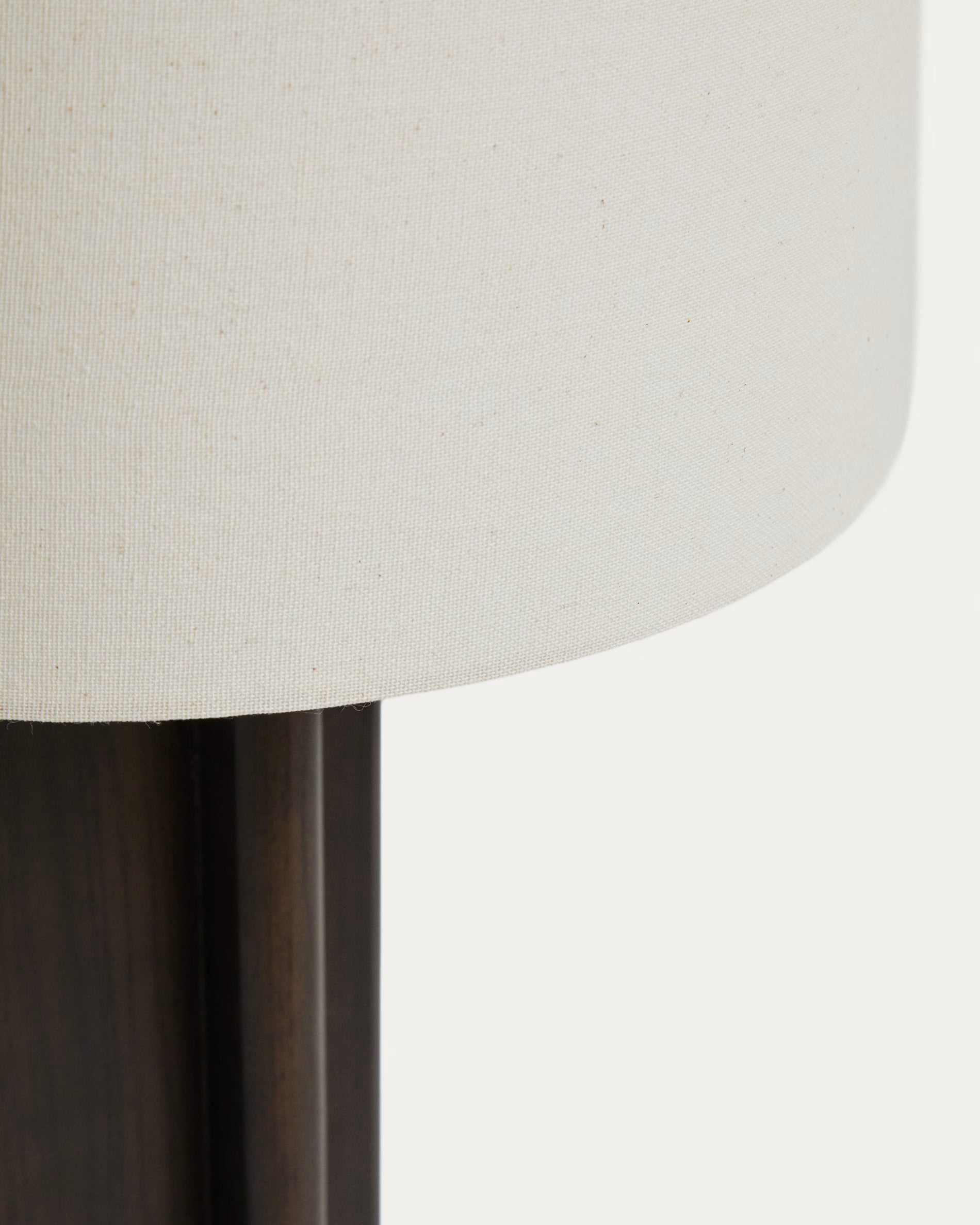 Lampa stołowa NIANI szary z ciemną drewnianą podstawą