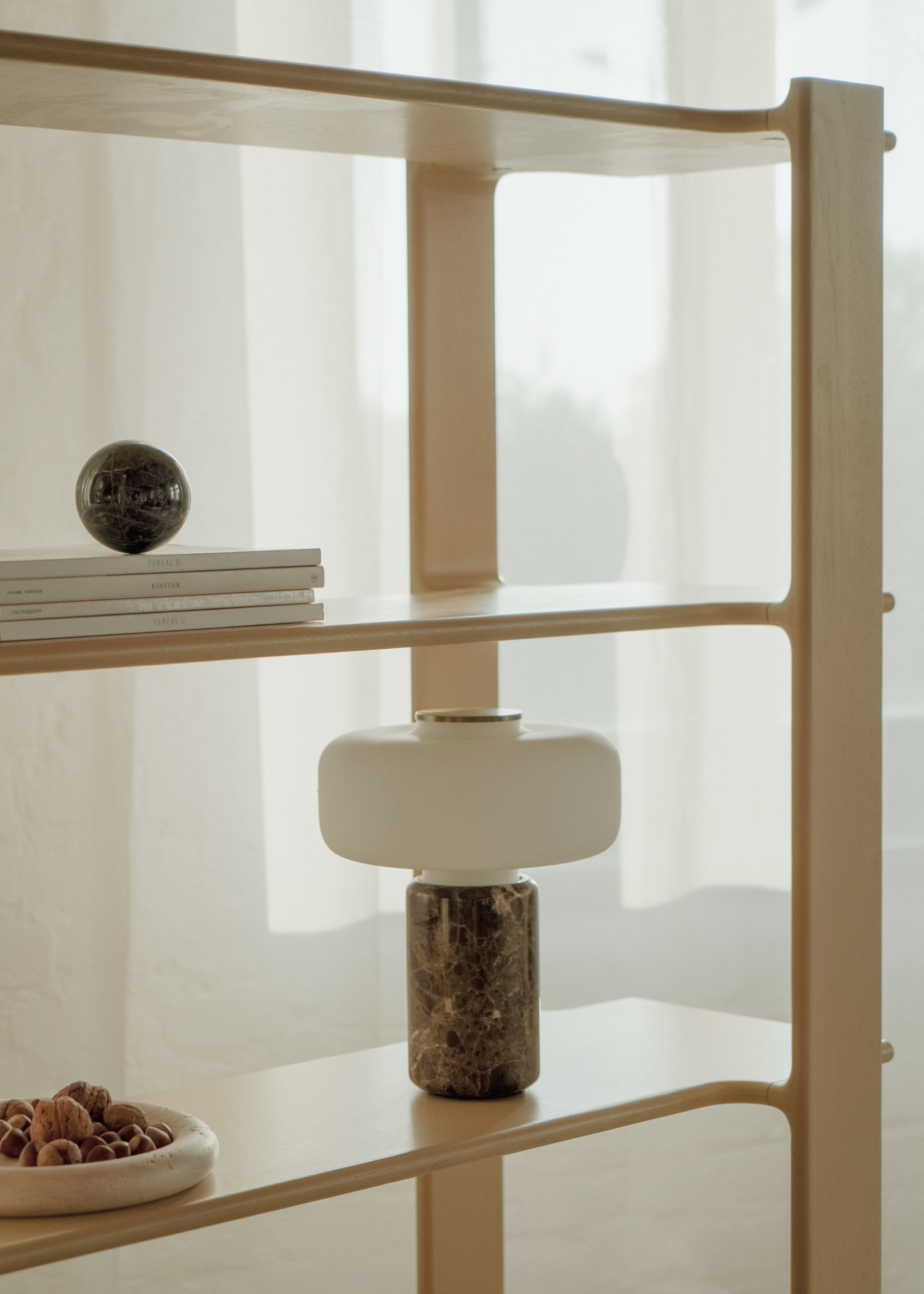 Regał LIGO burgundowe drewno dębowe