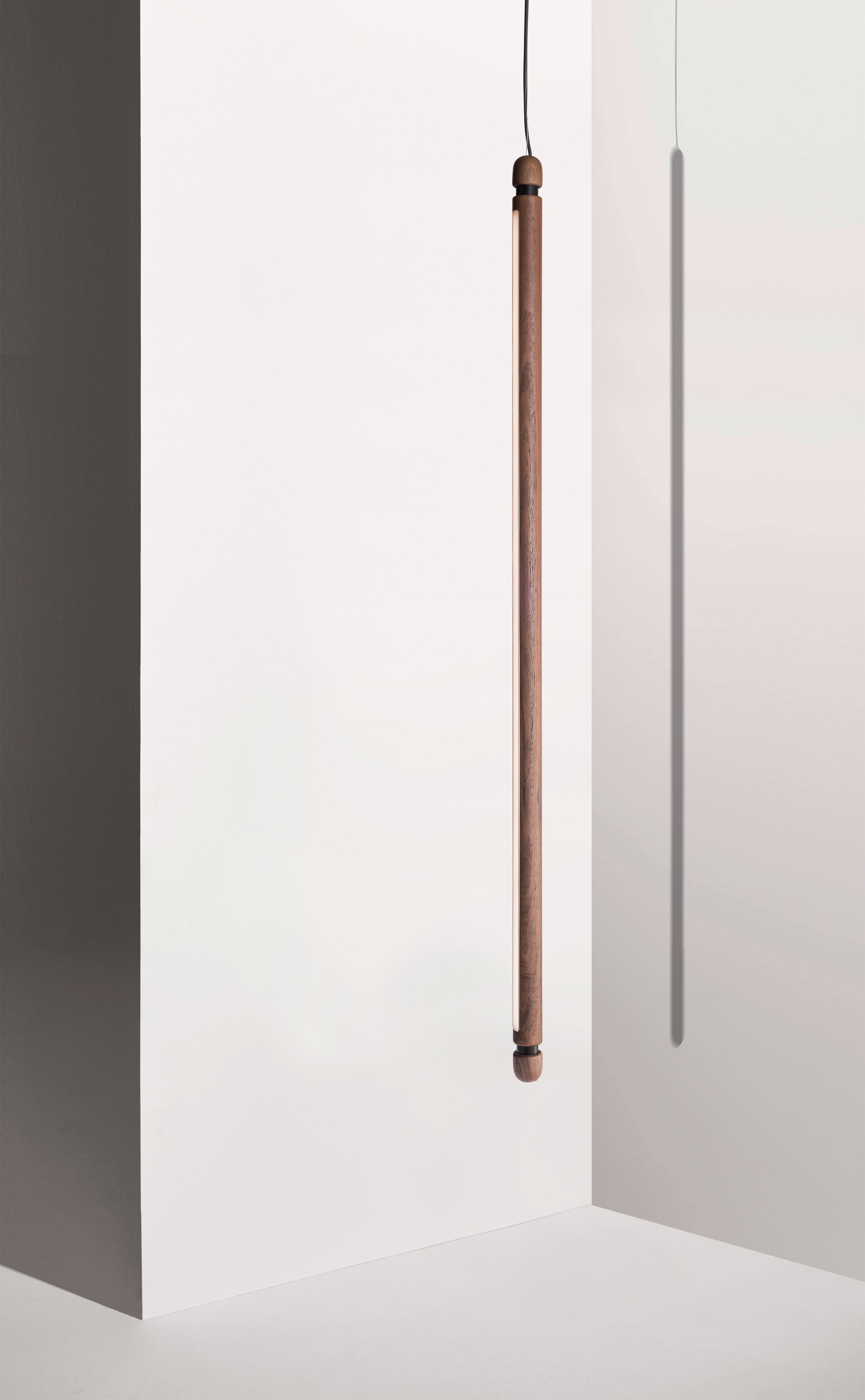 LINEA V Pendant Lamp in Walnut Wood with Graphite Finish