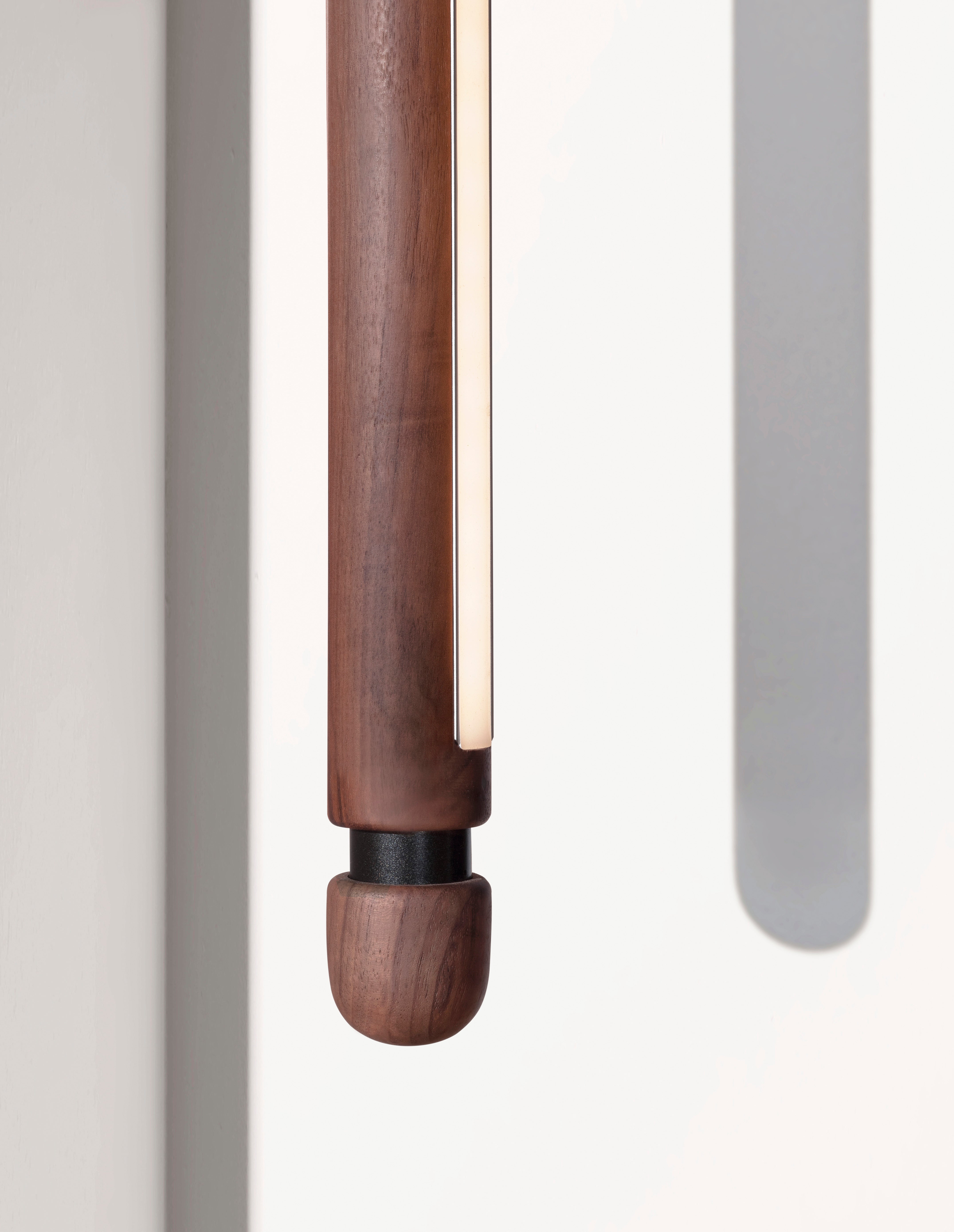 LINEA V Pendant Lamp in Walnut Wood with Graphite Finish